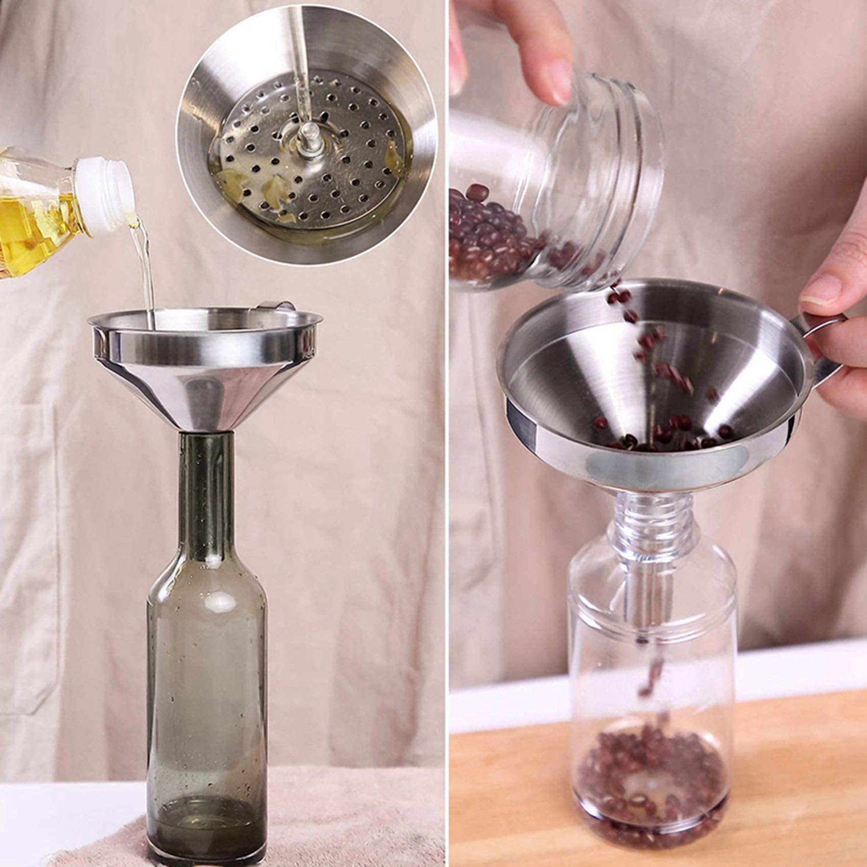 El Embudo de Cocina de Acero Inoxidable de 20 Paquetes Es Adecuado para Frasco de Condimento de Botella de Vidrio para Transferir LíQuido