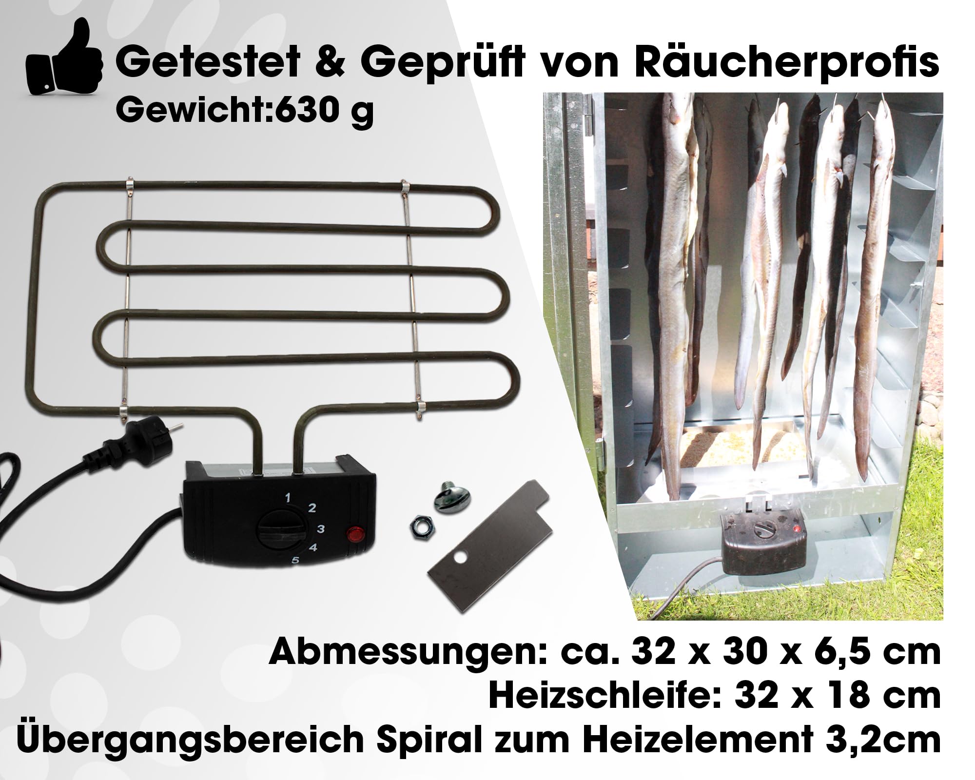 Angel-Berger Premium Elektroheizung für Räucherofen Räucherheizung Heizspirale