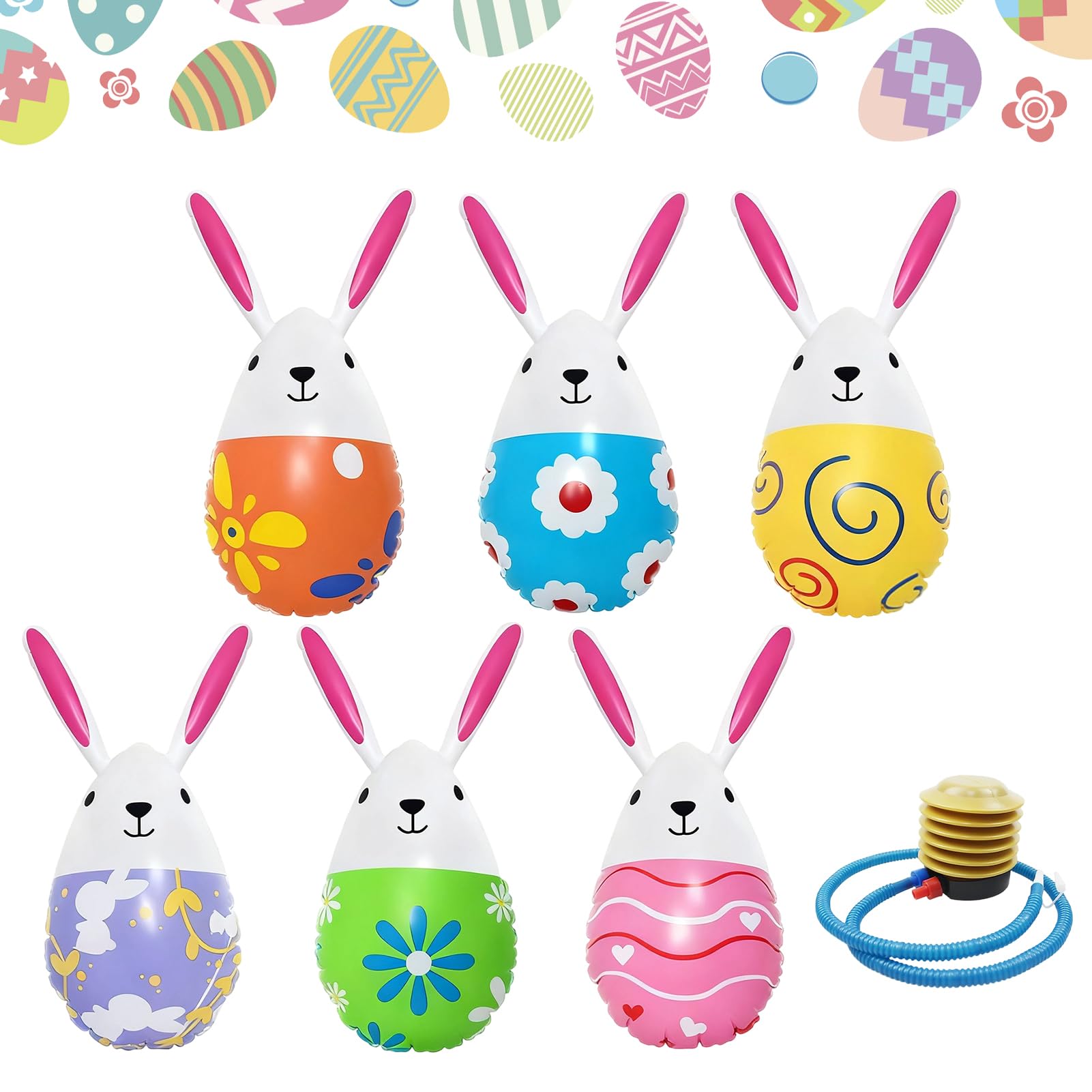 Décoration de Pâques gonflable extérieure, lot de 6 ornements de jardin et terrasse