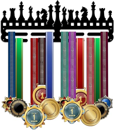 PH PandaHall Percha para medallas de ajedrez, marco de exhibición de medallas de competencia, premios, soporte de cinta deportiva, estante de