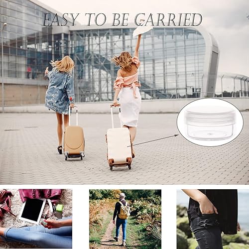 Miniatura 6 de Contenedores de cosméticos con tapas, tarros de loción de plástico, tarros para muestras, con tapa rosa, 0.2oz, 25 unidades, Tarro de 10 gramos., 20