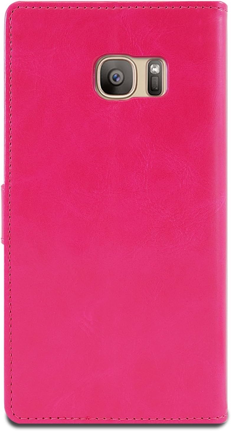 GOOSPERY Blue Moon Wallet for Samsung Galaxy S7 Case (2016) Leather Stand Flip Cover (Hot Pink)
