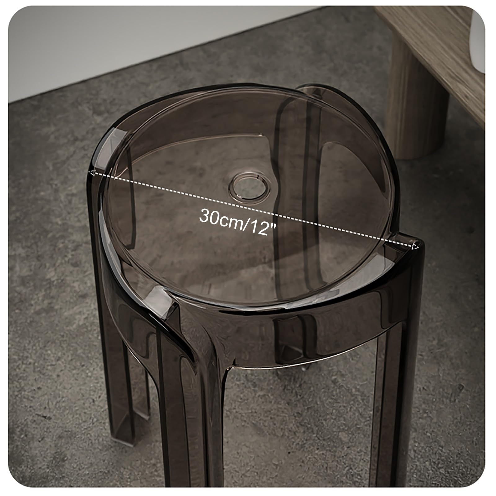 Stapelbare Barhocker aus Acryl, modernes rückenfreies Design für Café, Zuhause, Innen- und Außenbereich, transparenter Kunststoff für einen eleganten, dekorativen Look, bernsteinfarben, 1 Stück
