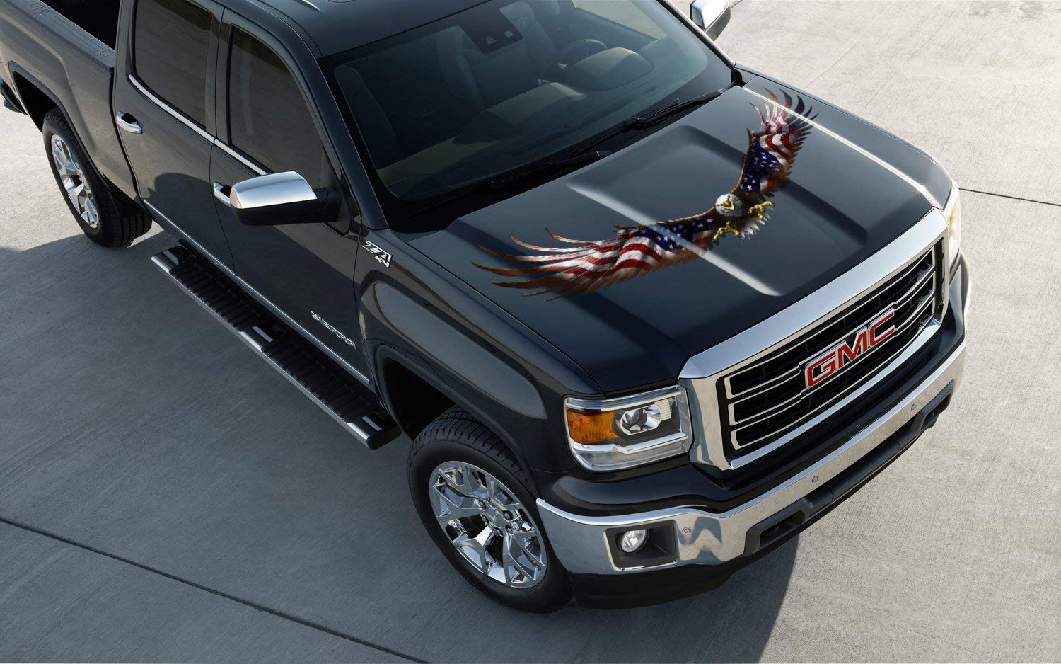 American Eagle Flag Truck Semi Rv Trailer Wall Window Decal Sticker Graphic (24" Wide x 8.5" Tall)