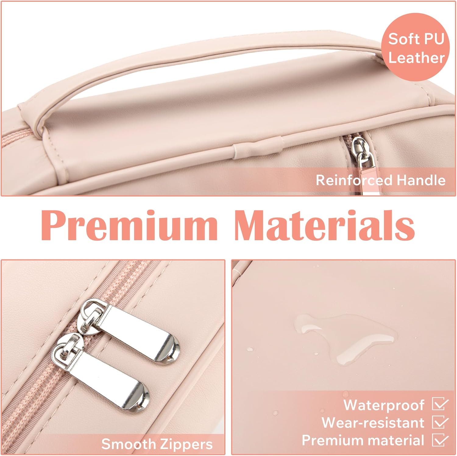 Small Bible Cover Case for Women and Men, 9x6 PU Leather Bible Sleeve, Compact Travel Bible Carrier Bag with Front Pen Holders, Zipper Closure, Inner Pockets - Beige - Image 4