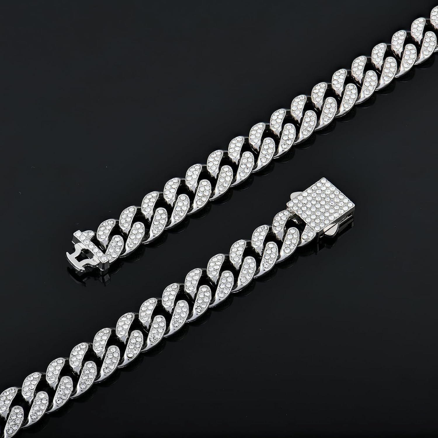 13mm Miami Cuban Link Bracelet for Men,Bling Iced Out Hip Hop Bracelet Jewelry for Men - Image 3