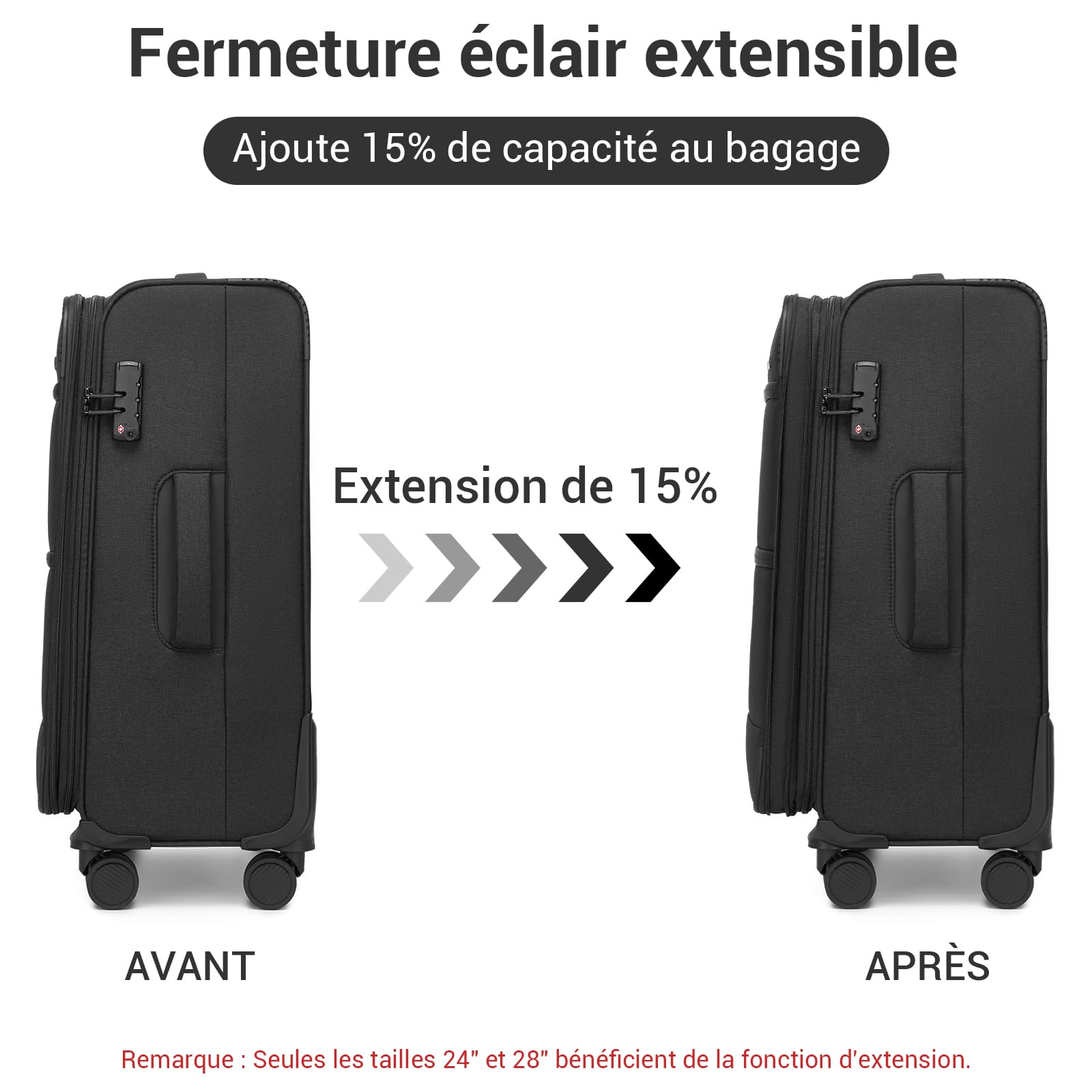 British Traveller Valise Soute de Grande Taille 79.5x49x32.5 cm 100L, Valise Souple et Extensible (+3.5cm - Légère et Résistante avec 4 Roues Silencieuses 360° et Serrure TSA, Noir