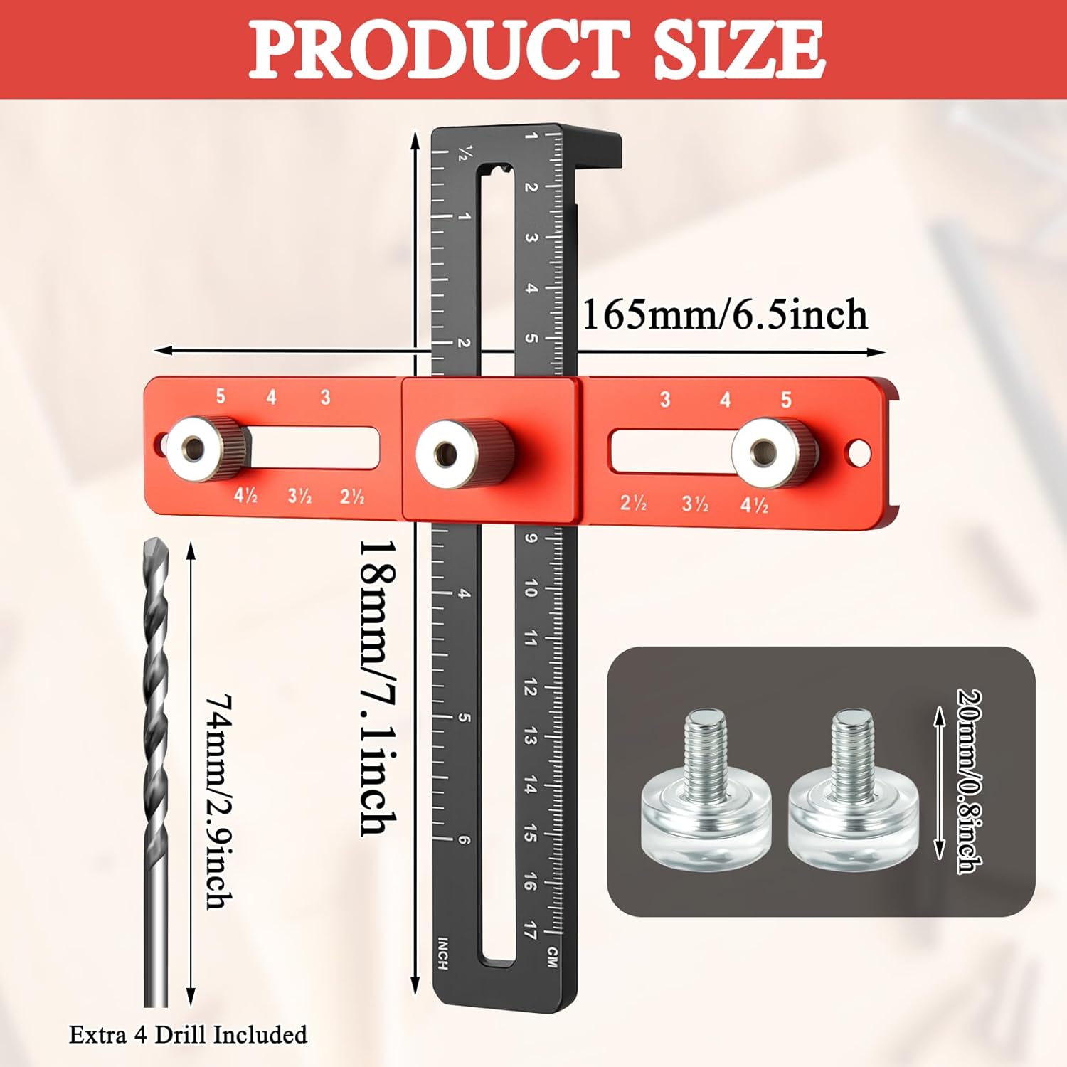 Cabinet Hardware Doweling Jig, Cabinet Tools with Alignment Hole, Punch Locator Drill Guide for Drawer Cabinet Installation, Adjustable Cabinet Handle Template for Knob, Handles and Pulls