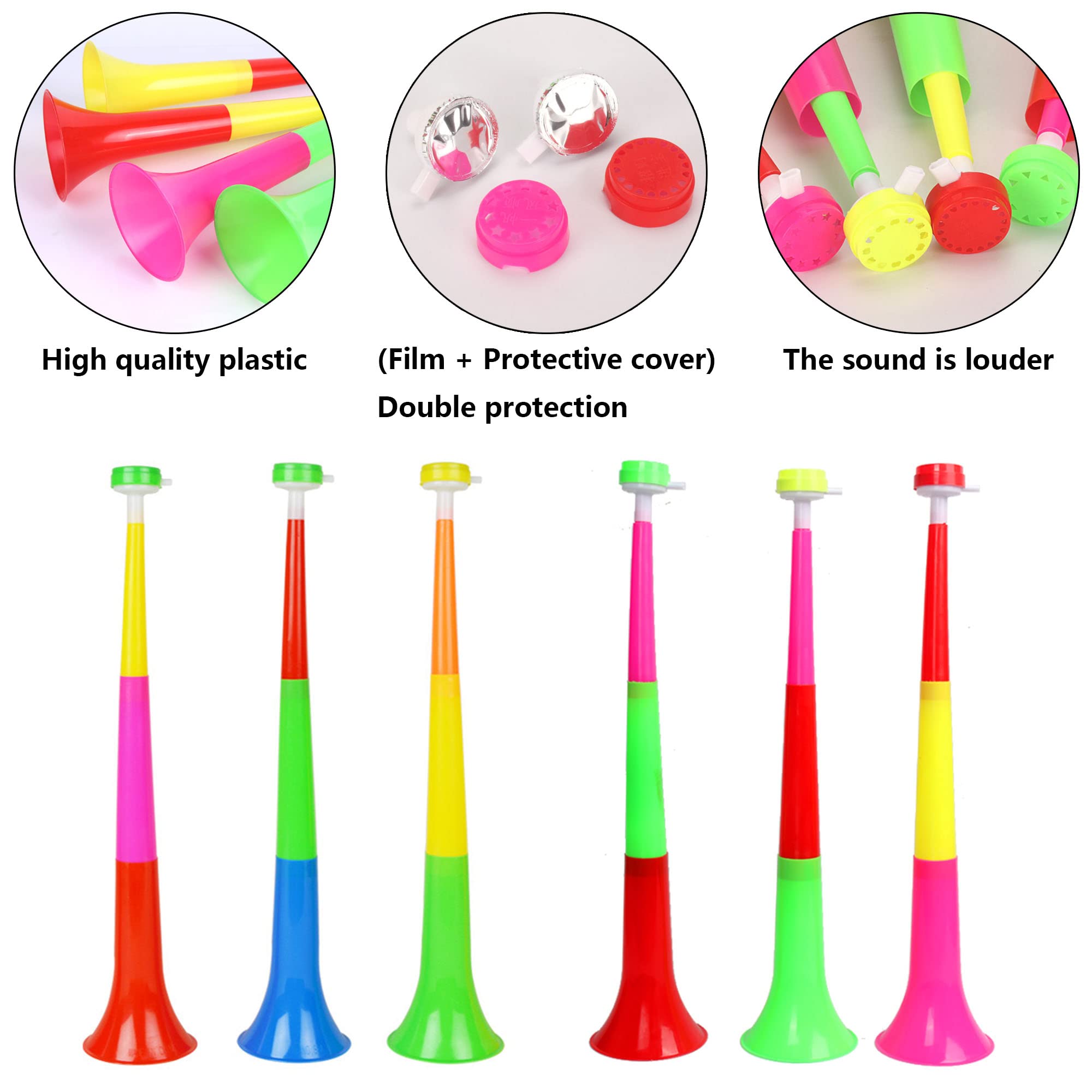 2 PCS Trombe Vuvuzela Plastica Cheerleader Suonando Tromba Tromba Forte Spettatore Tifoso Clacson Creare Rumore Tromba Merchandising Fan Celebrazioni Sportive Stadio Partita Calcio Tromba
