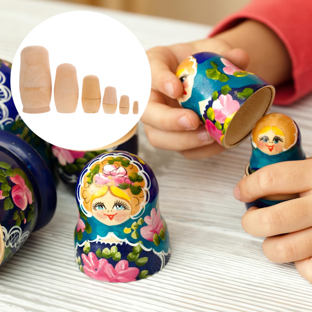 VANZACK Ensemble De PoupéE Vierge en Bois À Peindre Kit DIY Matriochka Semi-Fini pour Artisanat CréAtif Et Cadeau Personnalisé 14.5X7X7 Cm