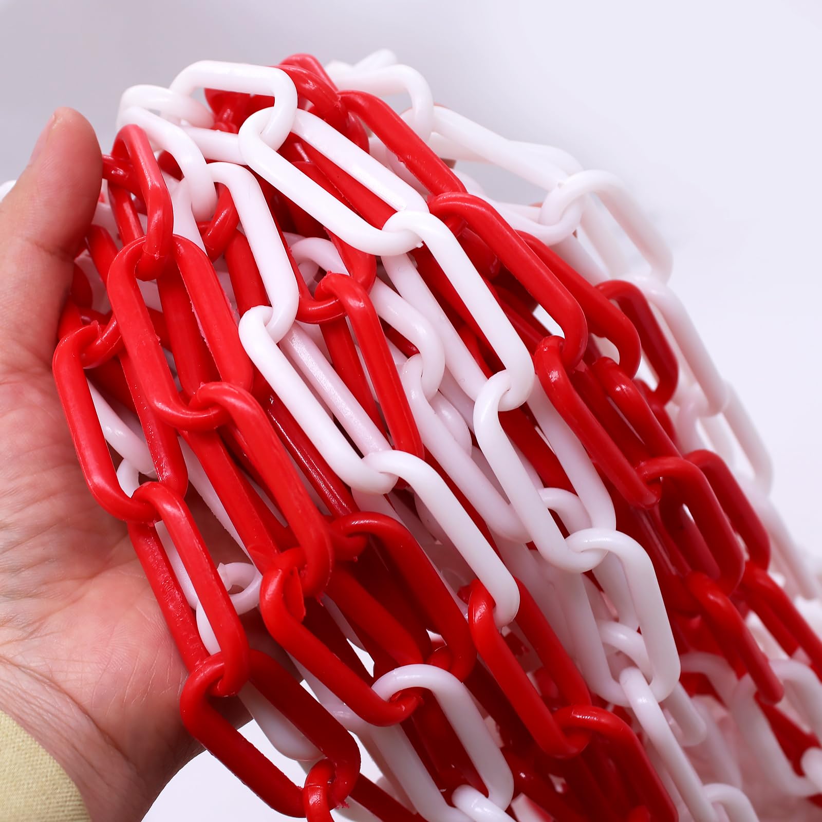 10 m Catena Plastica Rosso e Bianco, Spessore 6 mm, per Bloccare Superfici, Ben Visibile, Stabile e Maneggevole