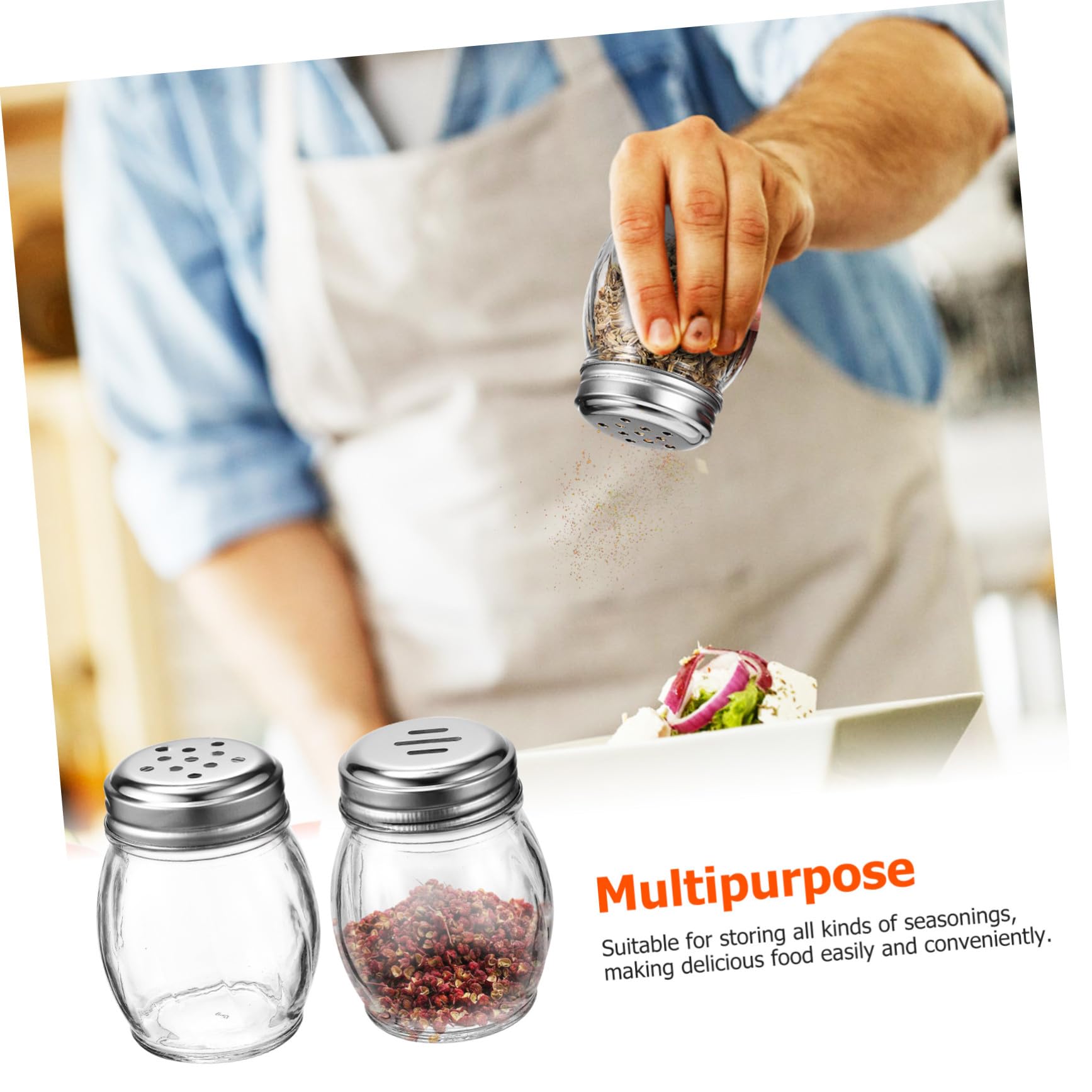 LABRIMP 10 piezas Botes de Especias de Vidrio para Cocinar Saleros y Pimenteros con Tapa Frascos Portátiles para Sazonar Cocina Camping y Barbacoas