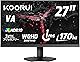 KOORUI ゲーミングモニター 27インチモニター WQHD 170Hz 1ms PCモニター ディスプレイ VA AdaptiveSync G-SYN互換 DPx1/HDMIx2/ブルーライトカート/VESA/ゲームモード(FPS/RPG)/傾き調節 GN03