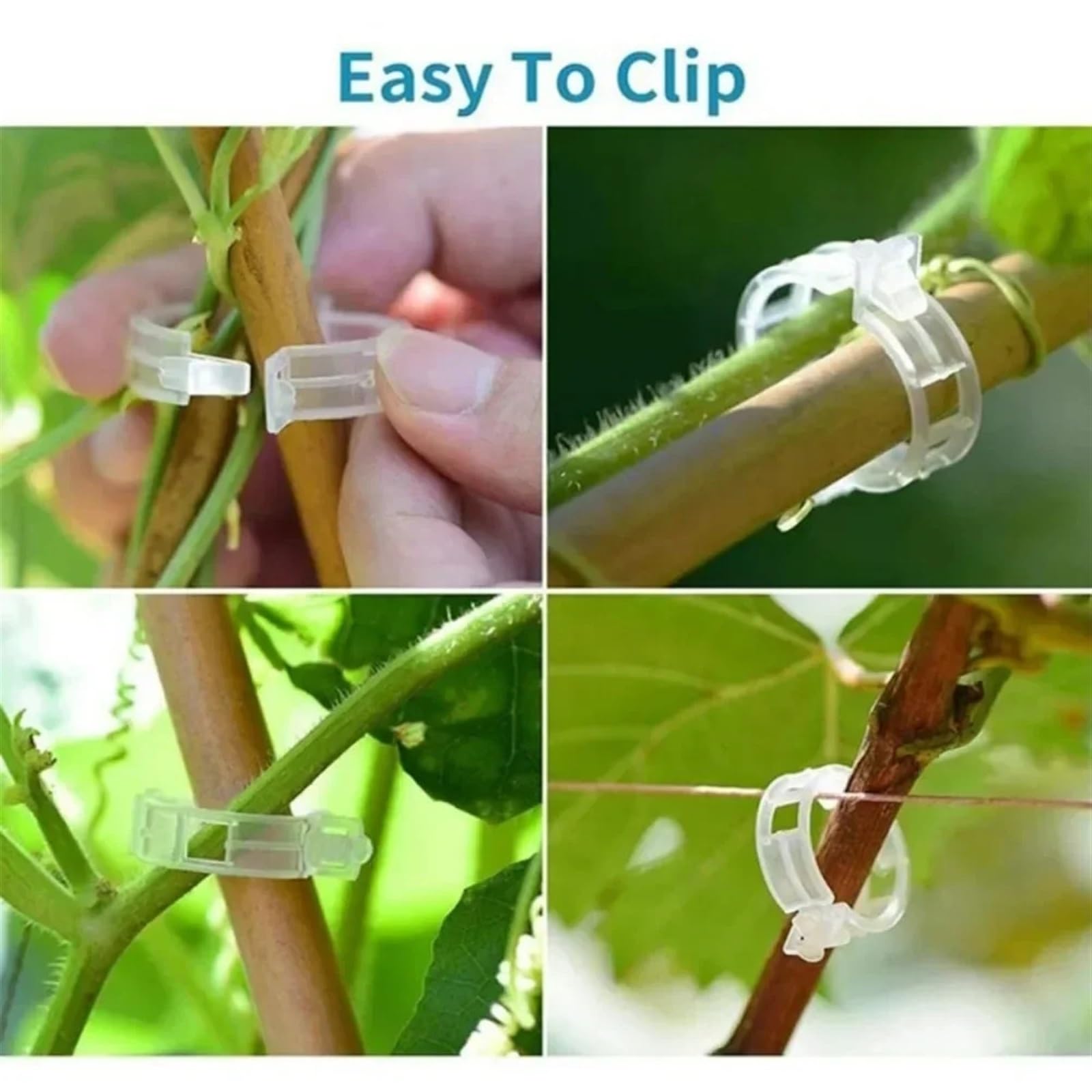 Attaches pour Plantes de Jardin, Clips de Support de Plante en Plastique réutilisables, Multicolores, 10 à 100 pièces, Clip de Vigne de Tomate(Transparent,50PCS)