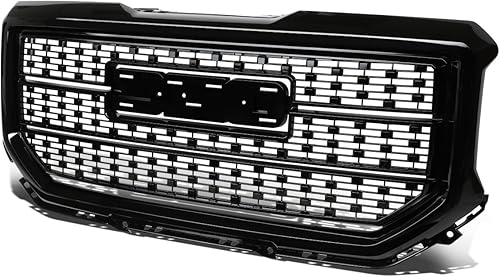 Auto Dynasty Compatible con GMC Sierra 1500 ABS Denali Style parachoques delanteroparrilla de capóparrilla (negro)