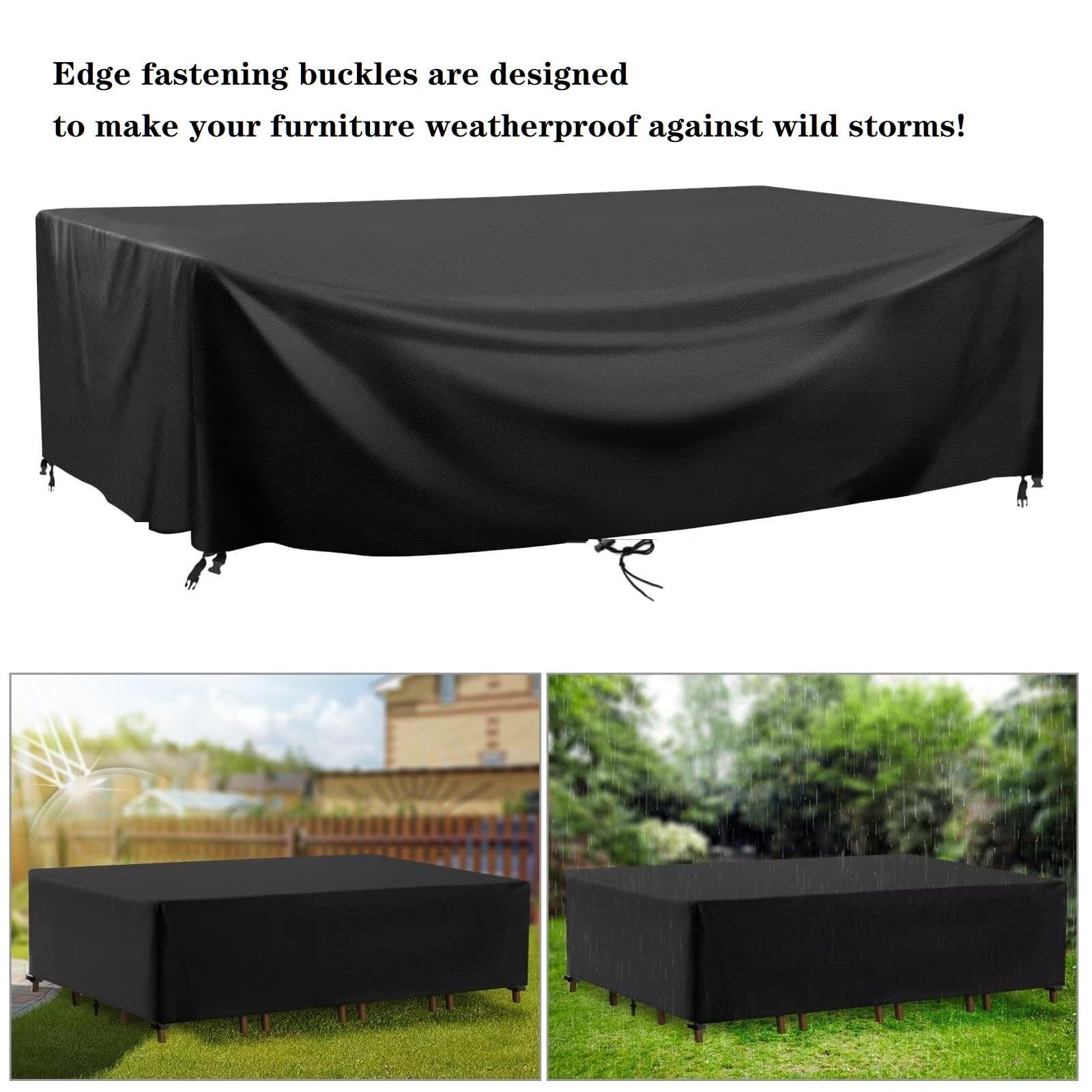 420D Oxford Waterpof pokrowiec na meble ogrodowe 250 x 230 x 105 cm UV Ptection kwadratowy/prostokątny pokrowiec na meble ogrodowe na zewnątrz