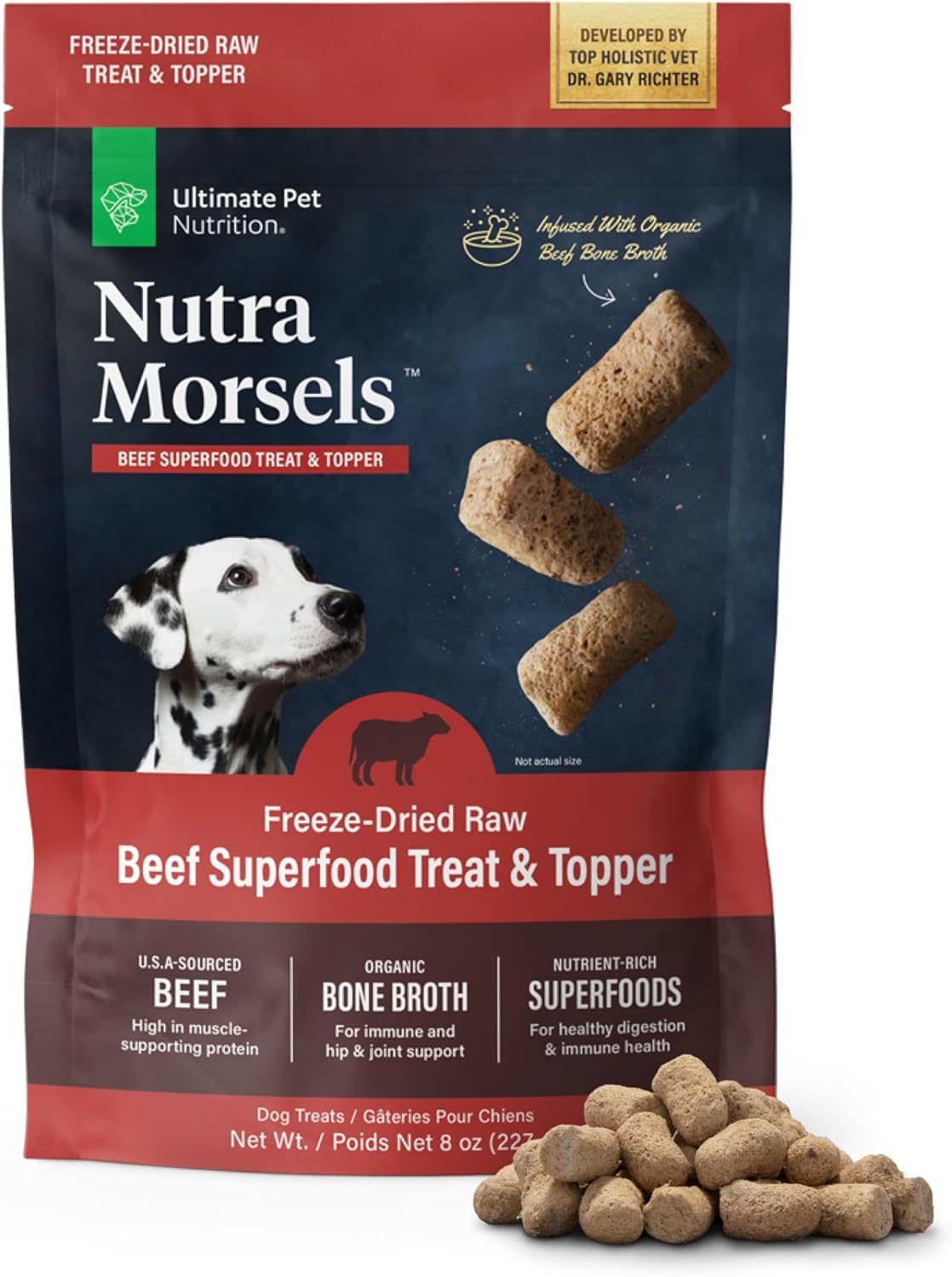 ULTIMATE PET NUTRITION Nutra Morsels, Superfood Treat & Food Topper (Beef)
