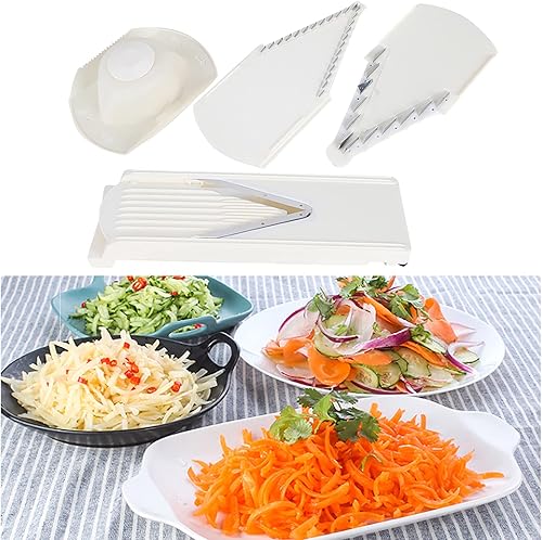 Miniatura 3 de Pilipane Cortador de mandolina para cocina, picador de verduras ajustable, frutas, rallador de queso, rebanador de papas fritas, rebanador de