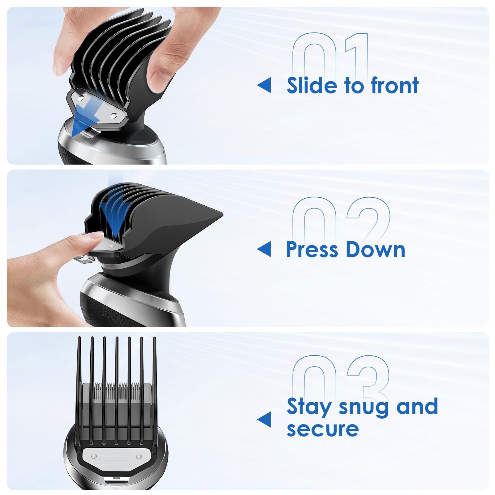Cabezales de recortadora para Wahl Magic Clip, juego de peine con 6 longitudes de corte 32/38/44/51/57/64 mm, accesorios para cortapelos y maquinilla de afeitar a elegir (10, 12, 14, 16, 18, 20, negro