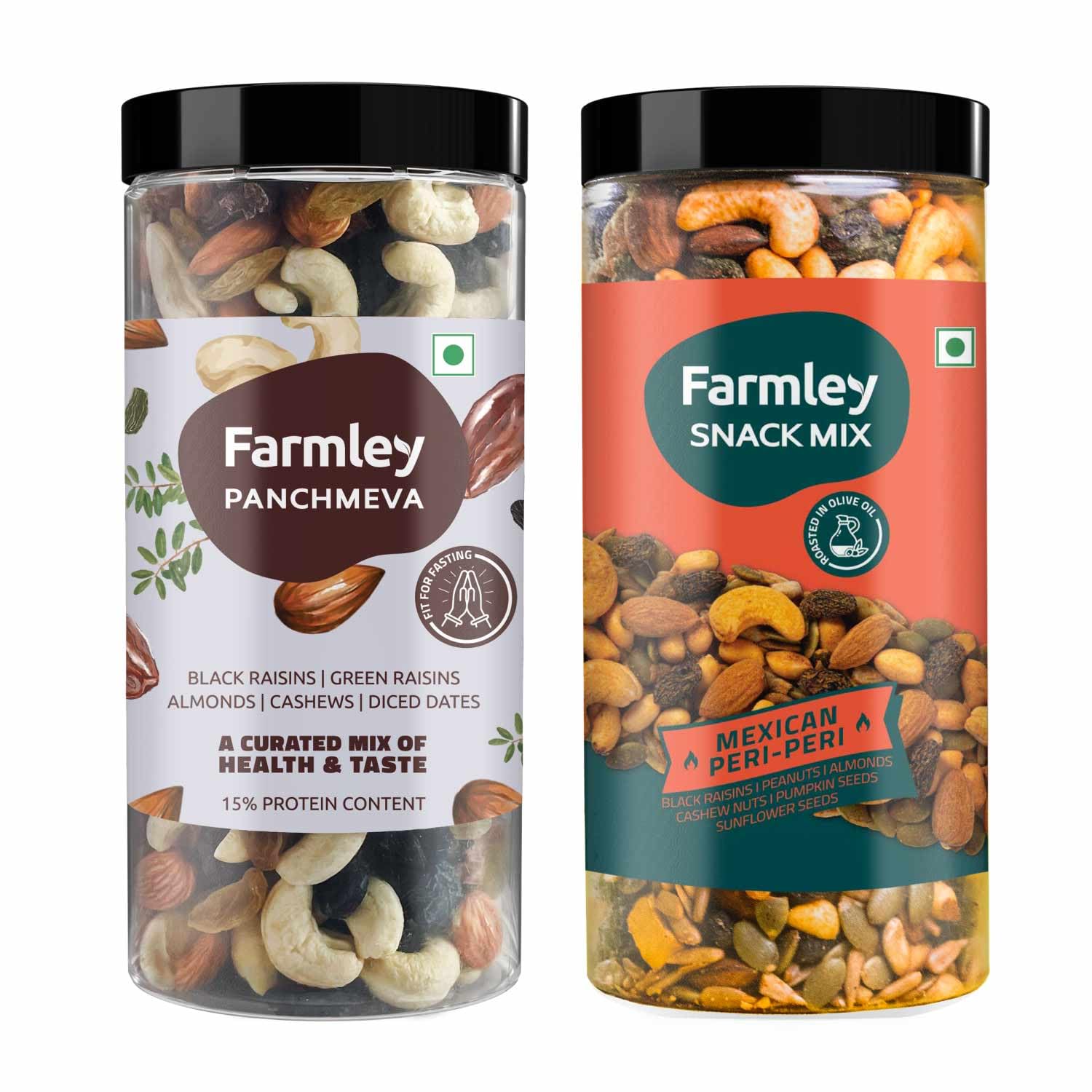 Farmley Panchmeva & Snack Mix Value Pack 810 g I Reusable Jar | Roasted Mixed Nuts & Seeds | Mixed Nuts | Mix Dried Fruits Nuts (Pack of 2) (B0CF1KG1XT) Amazon Price History, Amazon Price Tracker