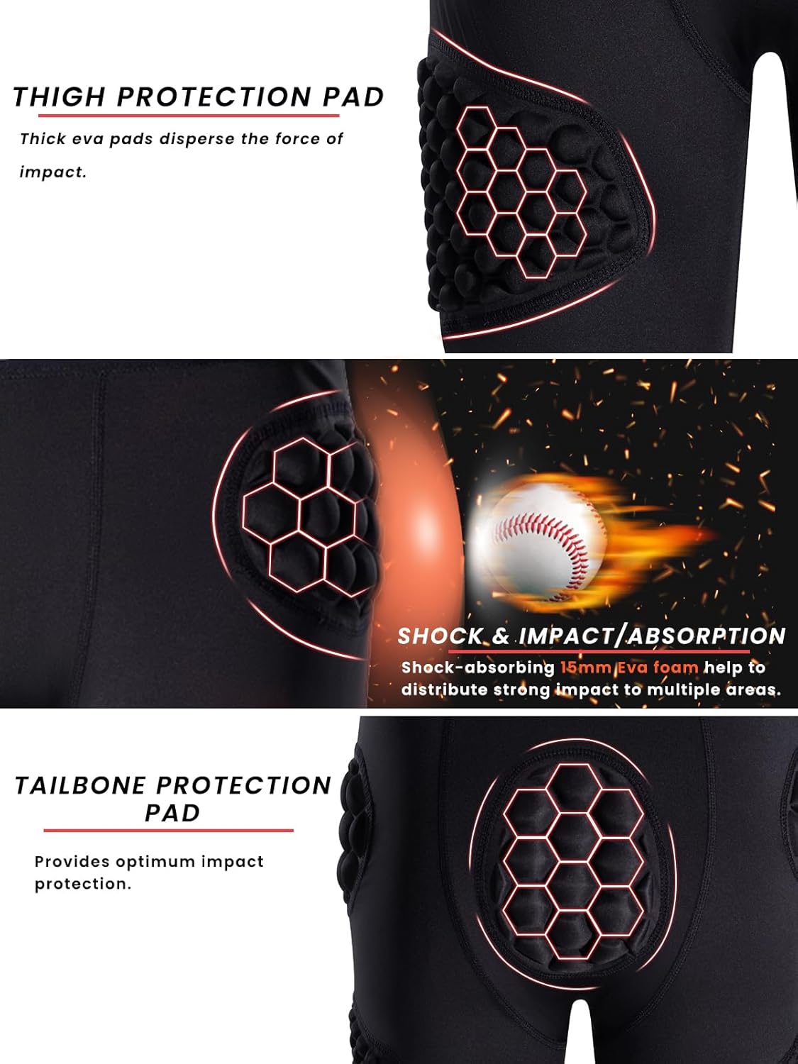 DEVOROPA Youth Boys 7 Pads Football Girdle with Cup Pocket 3/4 Compression Pants Knee Pads Integrated Hip Tailbone Thigh Pads