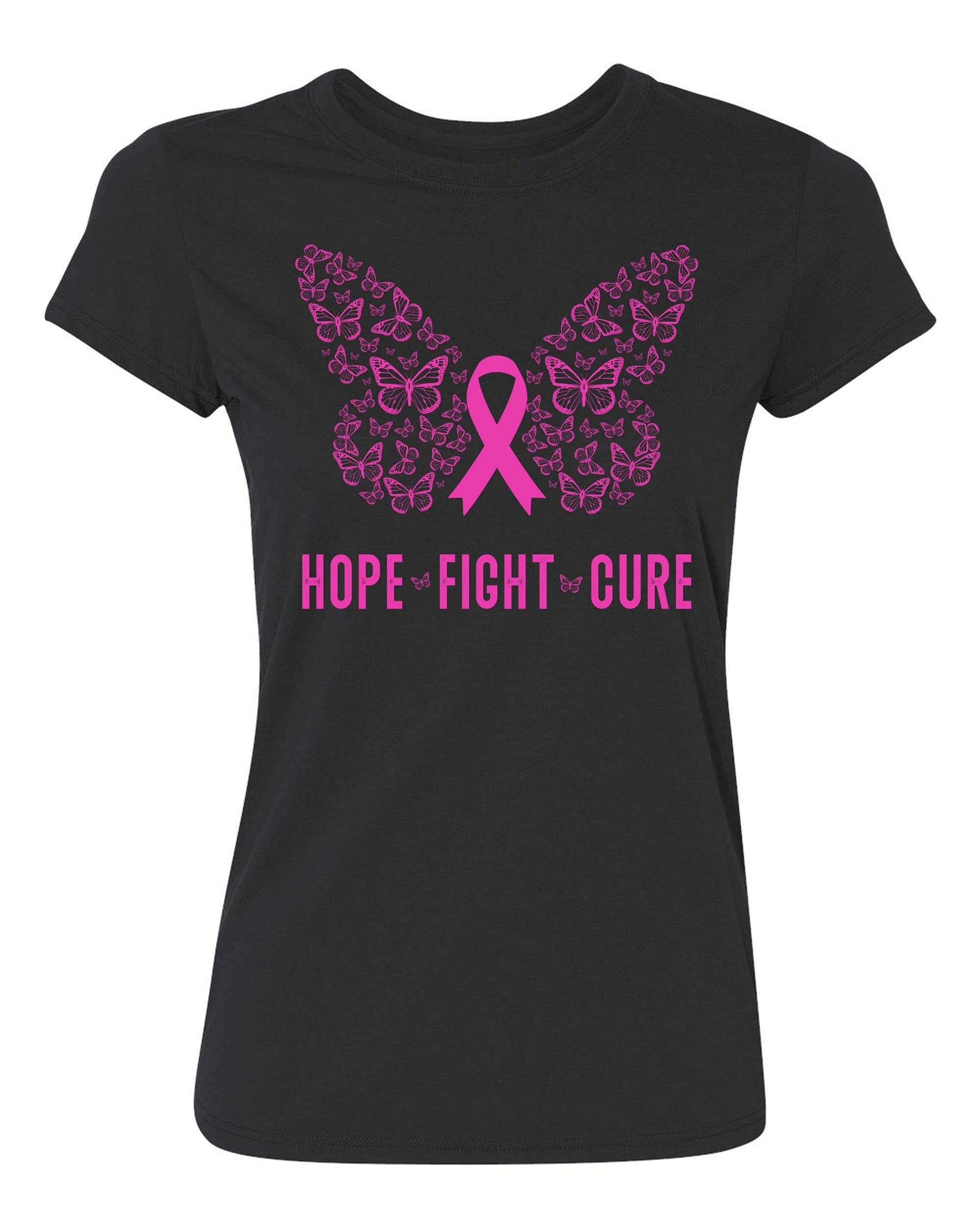 Kropsis Butterfly Ribbon Pink Hope Fight Cure I Breast Cancer Awareness Support Women's T-Shirt