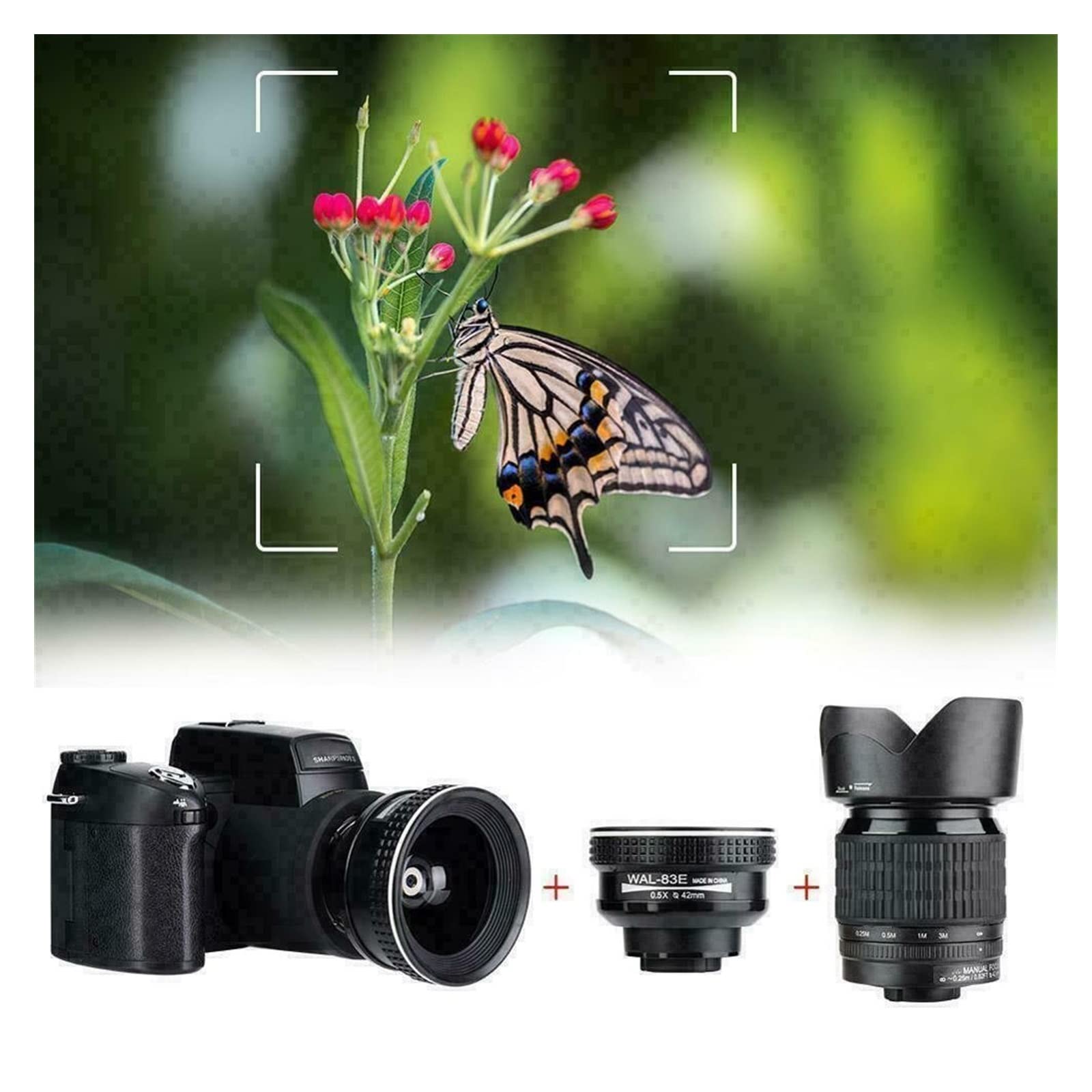 Fotocamera digitale, Fotocamere per la fotografia, Obiettivo grandangolare for videocamera HD da 33 MP + teleobiettivo 24X + LED + set treppiede Portatile per i viaggi e buona durata della batter(Type