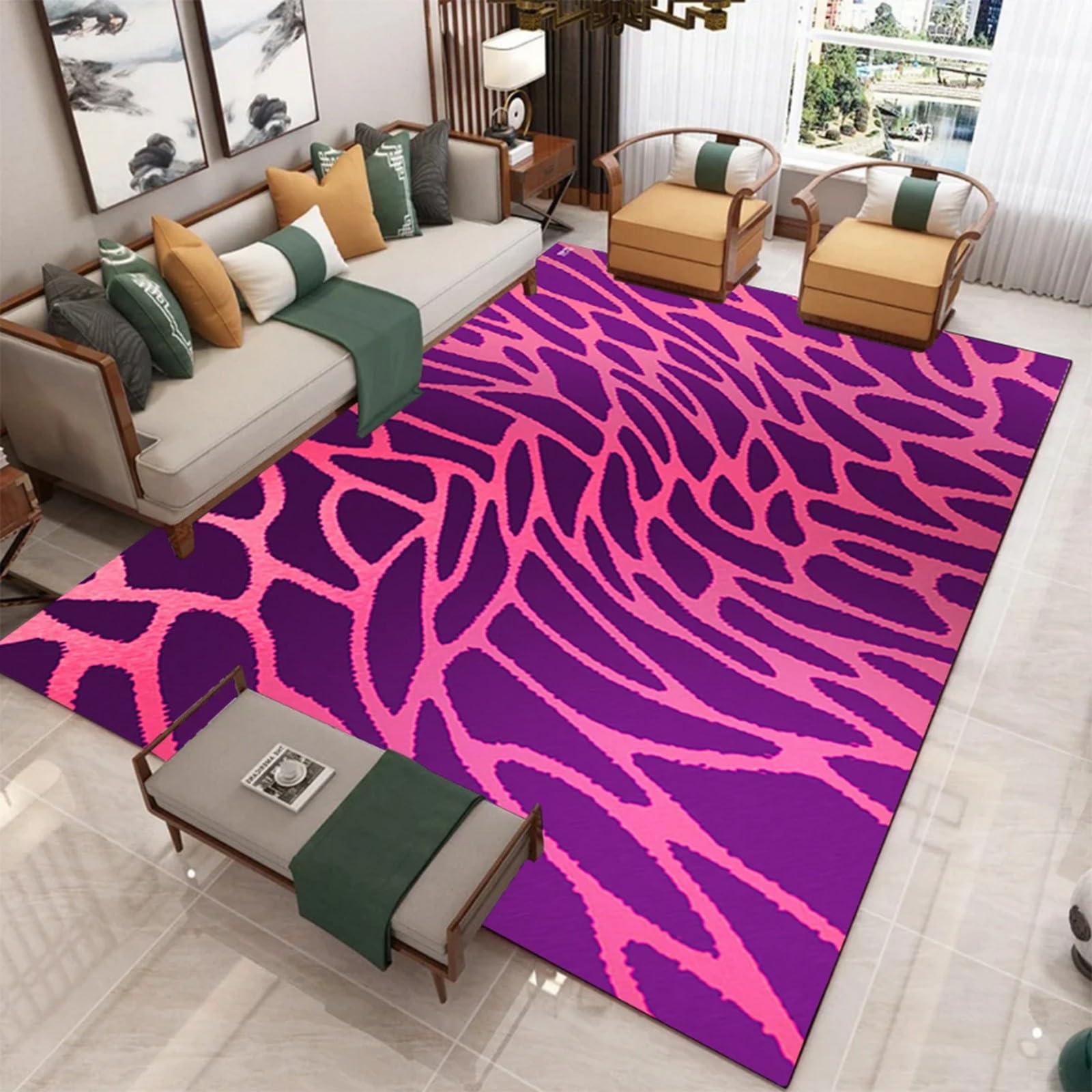 Tapis de chambre léopard 3D 100x150 cm en mousse à mémoire