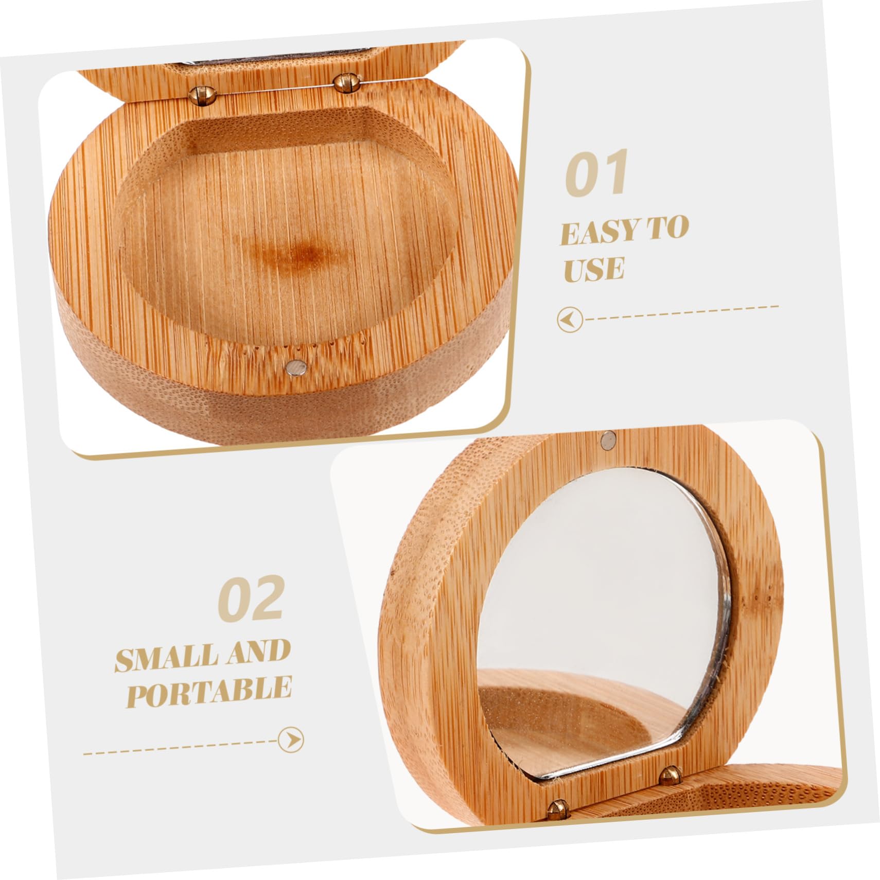 Beavorty Espejo de Maquillaje de Viaje Pequeño de Bambú Espejo Plata