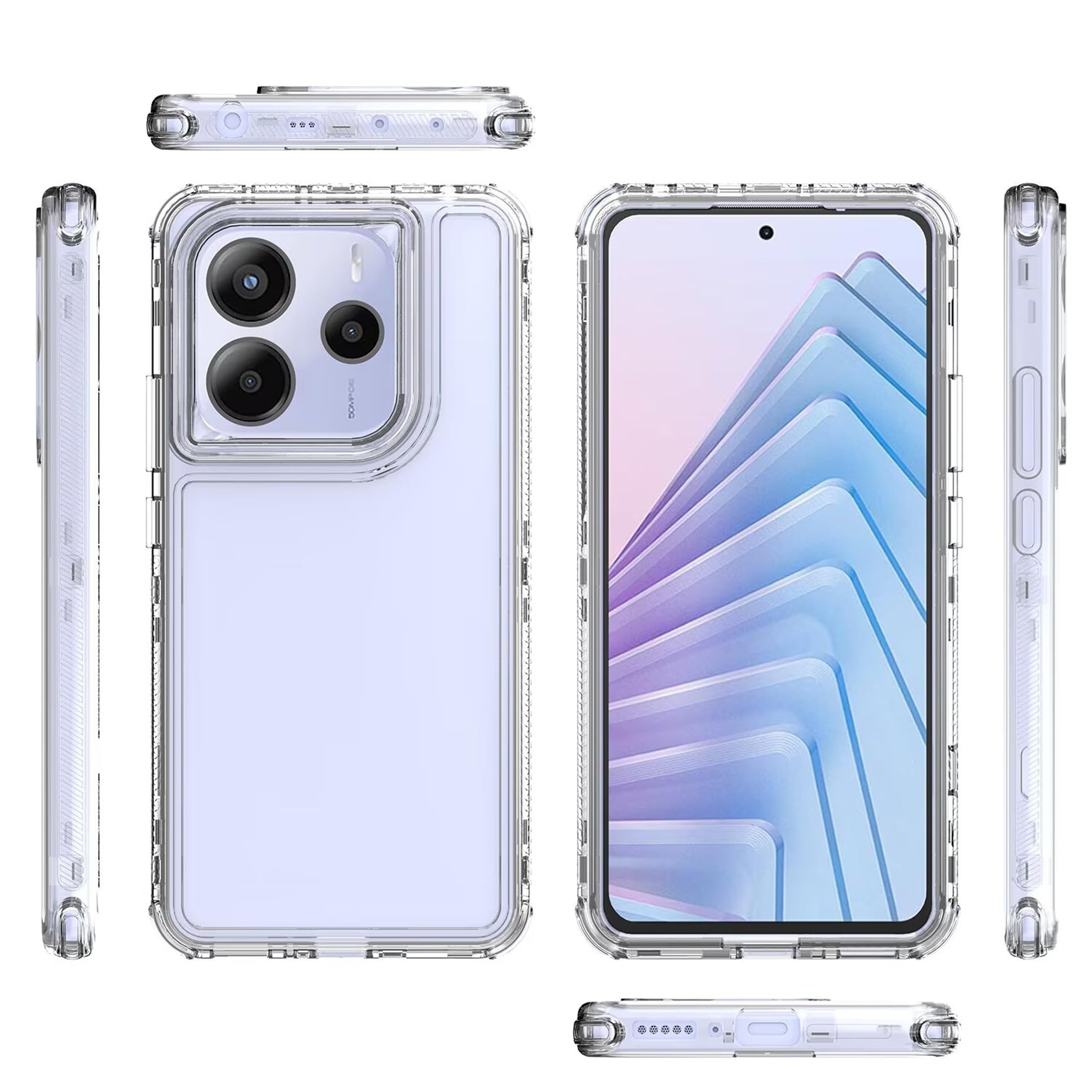 LXHGrowH Cover per Xiaomi Redmi Note 14 Pro 5G / Note 14 Pro Plus 5G, Custodia Anti-graffio con dell Schermo Integrata Protezione, 360 Gradi Full Body Antiurto Protettiva Case, [Transparente+Viola