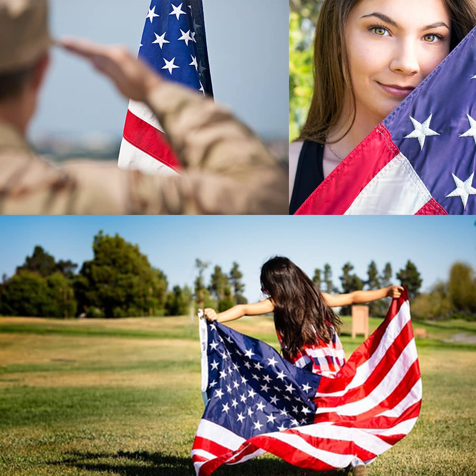TOPFLAGS Bandera americana de Estados Unidos bordada de 10 x 15 cm al aire libre, banderas Patriot USA con un peso seguro duradero con ojales de latón