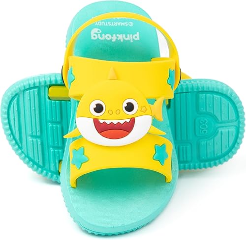 Miniatura 2 de Baby Shark Sandalias para niños Deslizadores azules y amarillos con correa de apoyo Zapatos deslizantes de verano para la familia de tiburón