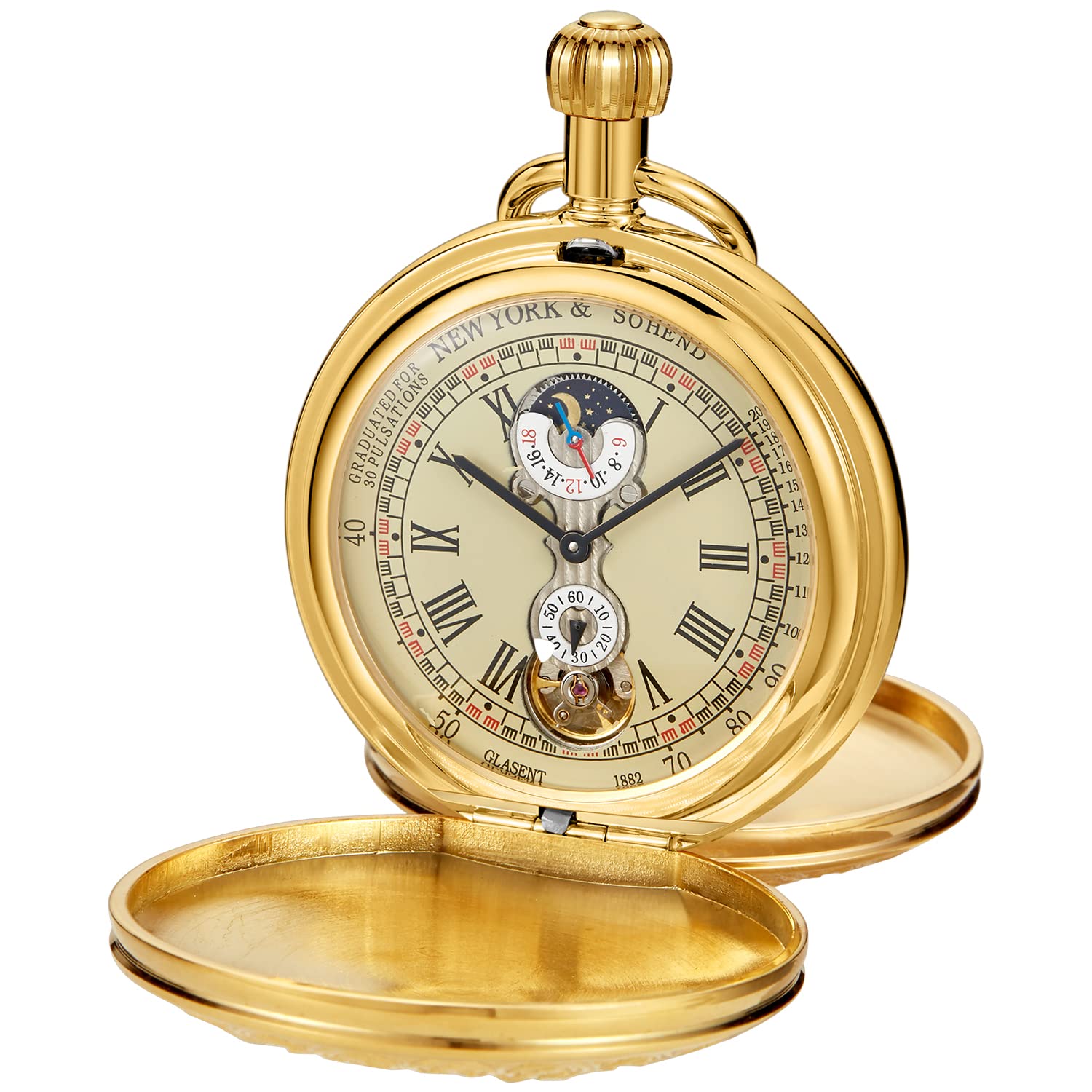 Unique Men's Mechanical Pocket Watch, Roman Numerals Digital Scale Mechanical Pocket Watches for Men, SWQ-111, Digital,Mechanical-image-2