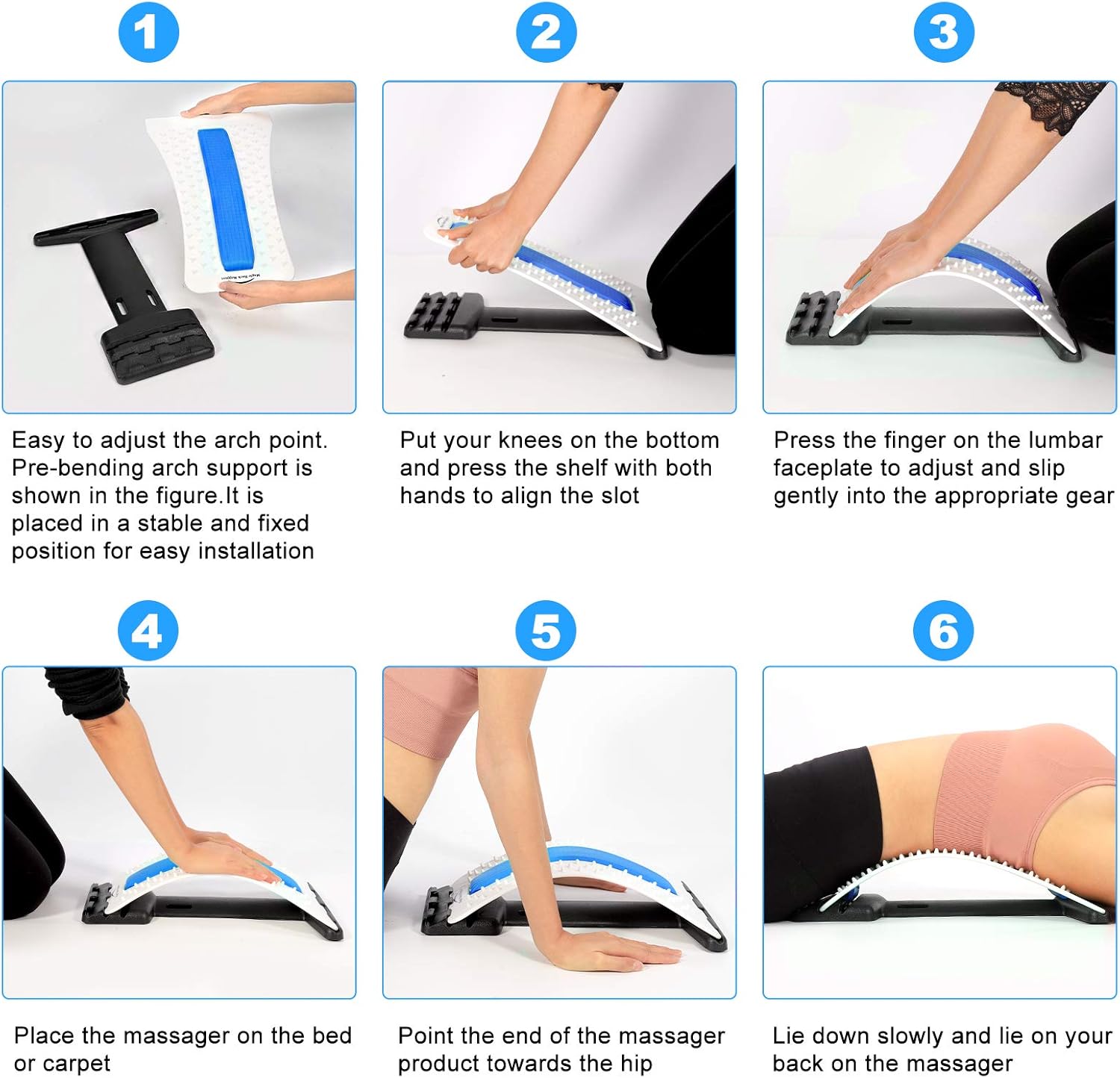 🛒 Flаѕh Sаlе Back Stretcher Device - Lower Back Pain Relief, Lumbar Stretching Treatment，Spinal Stenosis - Posture Corrector - Back Support for Office Chair(White/Blue)