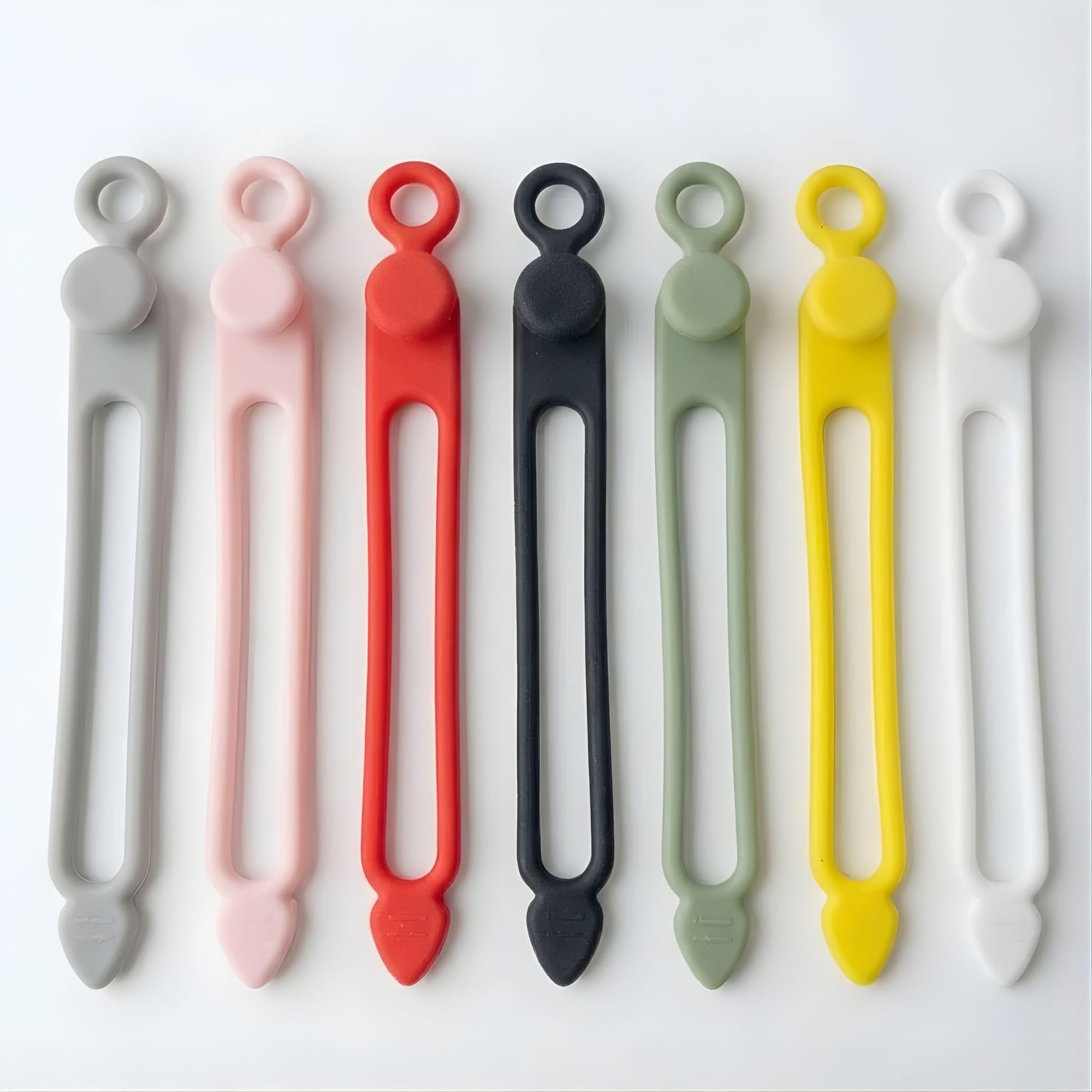 Hian Silicone Cable Organizer Straps Reusable Cable Ties – Adjustable Wire Management for USB, Earphones, Charger, PC, TV & Desk – Multipurpose Cord Holder (Set of 7, Multicolor)