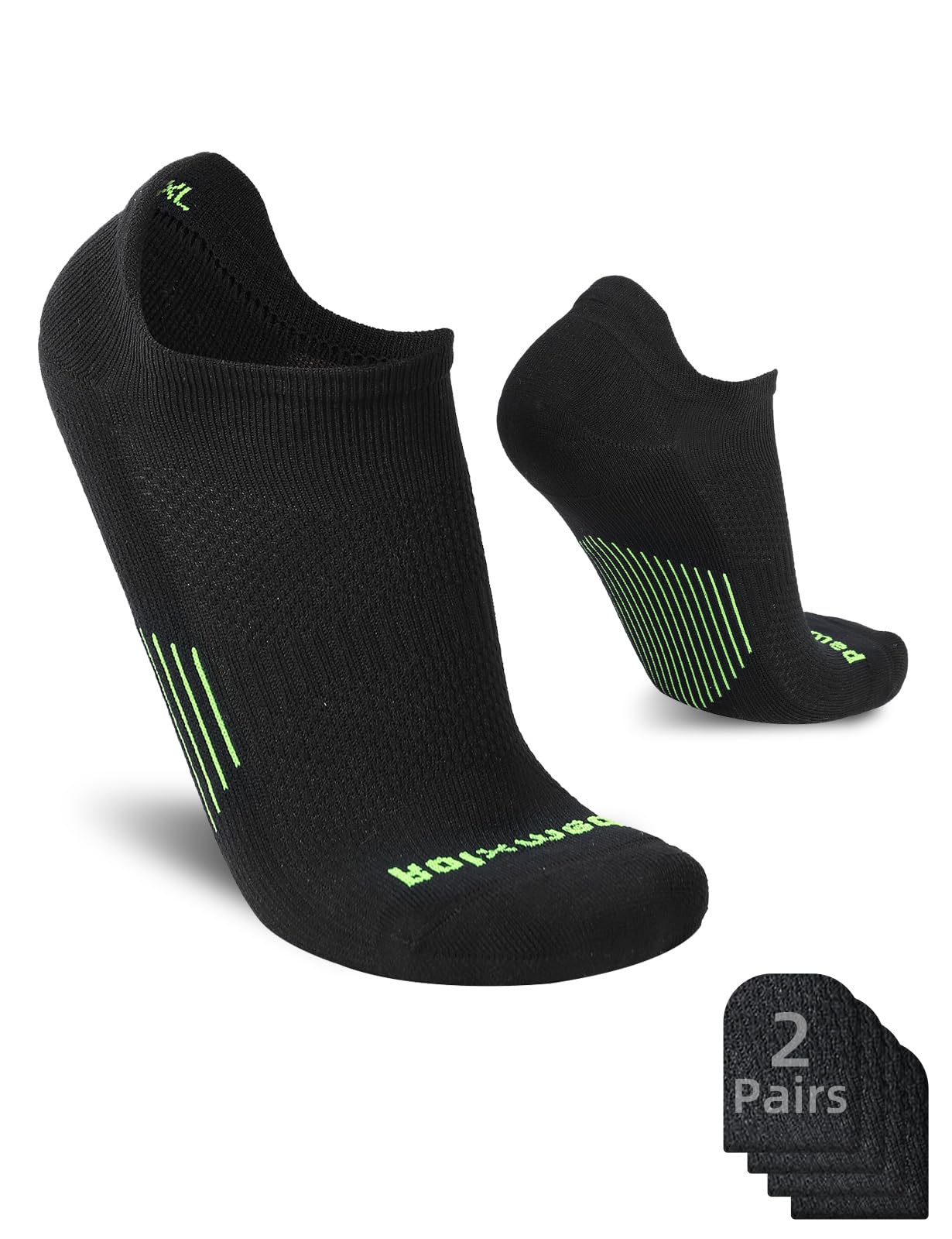 Rolxmed Ankle Socks for Running Athletic Sports Training Cushioned No Show Dri Snug Fit Women and Men (2 Pairs)(XXL, Black)