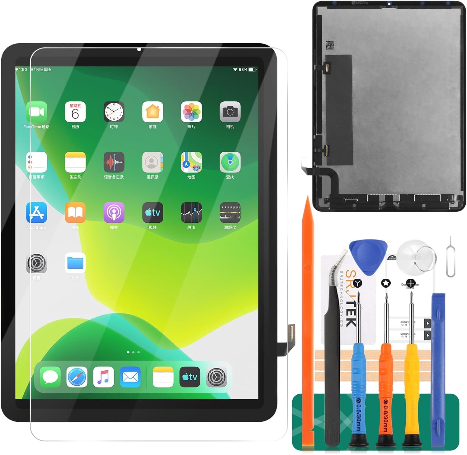 For For iPad Air 4 (2020) 10.9 Screen Replacement For iPad Air 4 4th Gen A2324 A2072 A2325 A2316 LCD Display Touch Digitizer Assembly Repair Kits (Black)