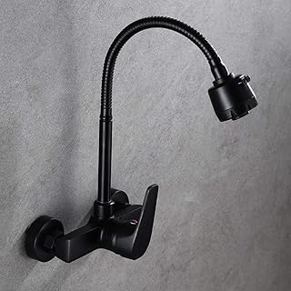 Czarny mosiężny kran do napełniania garnków ścienny kran kuchenny zimny i gorący kran z pojedynczym otworem obróć kran, jak pokazano