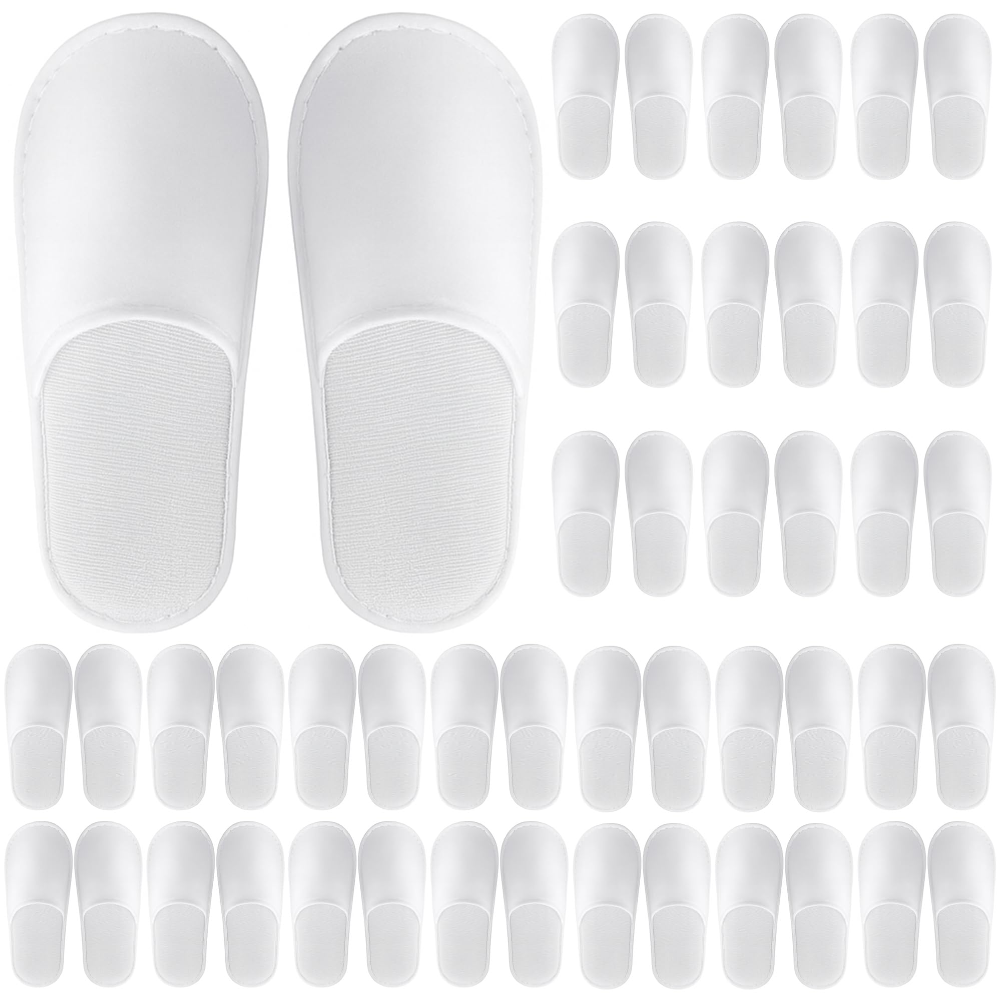 24 Pairs Disposable Slippers for Guests – Soft Fleece Surface, Individually Wrapped Bulk Spa Slippers for Hotel, Travel, Beauty Salon, Home Use(White)