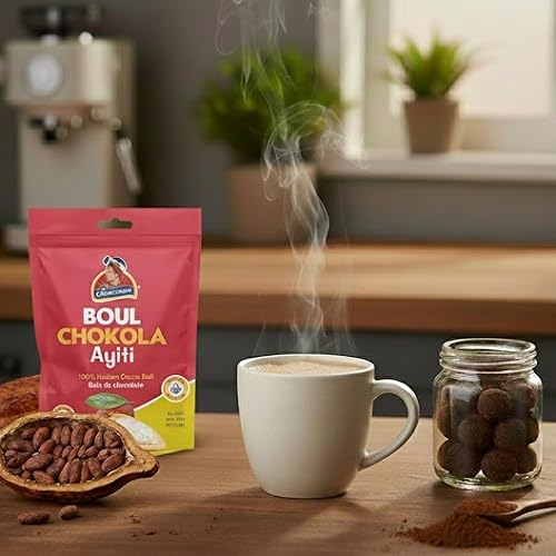 Miniatura 3 de Choucoune Hecho a mano en Haití  Bolas de cacao 100% haitianas (Boul Chokola), 1 doz, 12 boul chokola