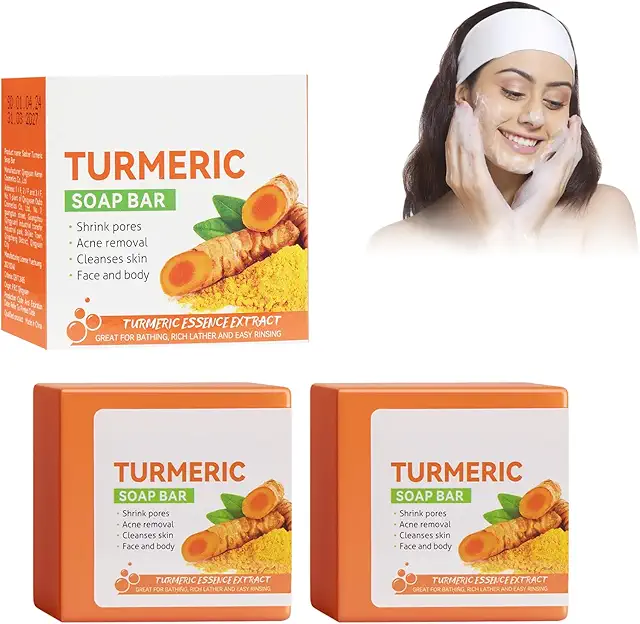 Horuili® Kurkuma Seife - Reinigend & Aufhellend für alle Hauttypen (2 Stück)