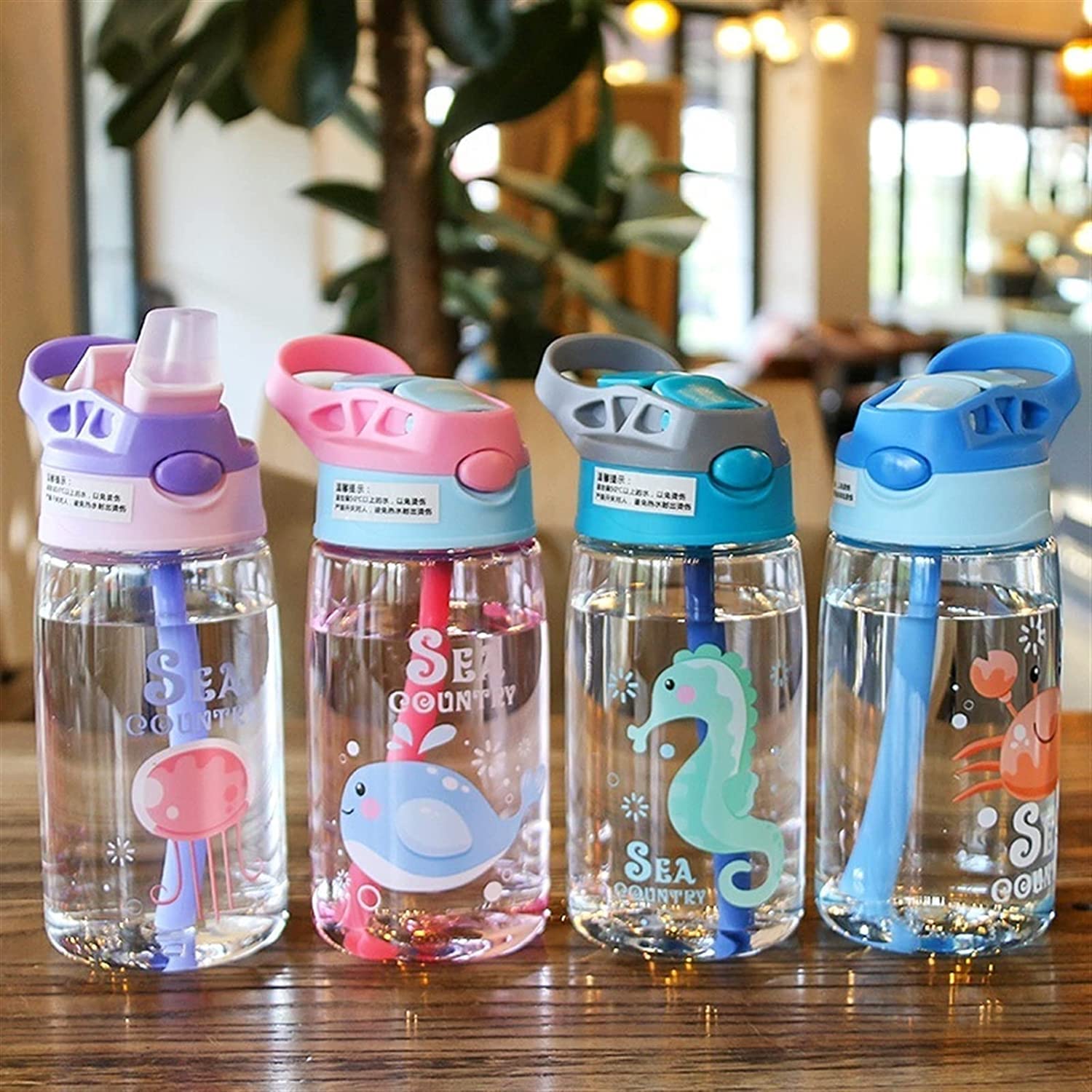 Wasserflasche für Sport Strohbecher Transparenter Auslaufsicherer Tragbarer Wasserbecher Niedlicher Kreativer Entenschnabeltopf Cartoon-Wasserbecher Nachhaltige Wasserflasche ( Color : Skipper , Size