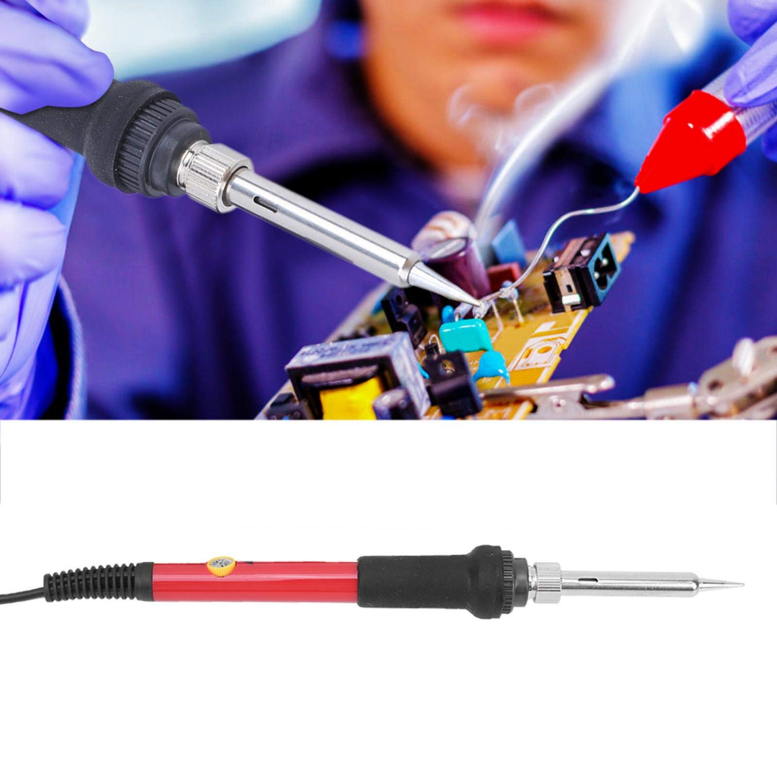 Kit saldatore, 15 pezzi Set saldatore elettrico Utensili per saldatura in legno regolabili a temperatura rossa 60W(220V UE)
