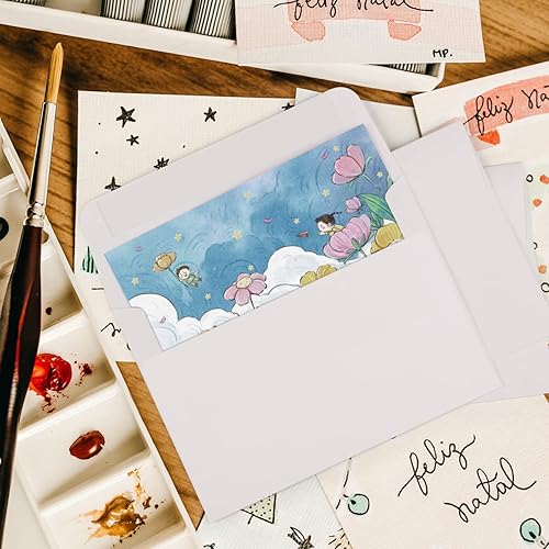Miniatura 6 de Paquete de 100 sobres de papel blanco A2 para despegar y sellar, sobres de invitación para bodas, RSVP, fotos, tarjetas de felicitación, baby