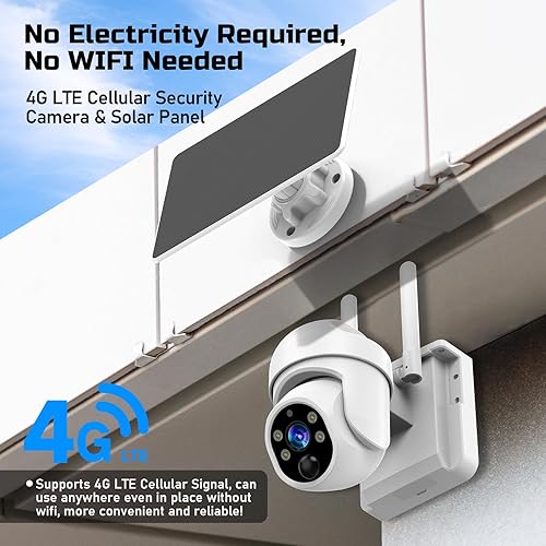 Miniatura 2 de Cámara de seguridad solar celular 4G LTE, cámara de seguridad celular inalámbrica con energía solar para exteriores con tarjeta SIM incorporada,