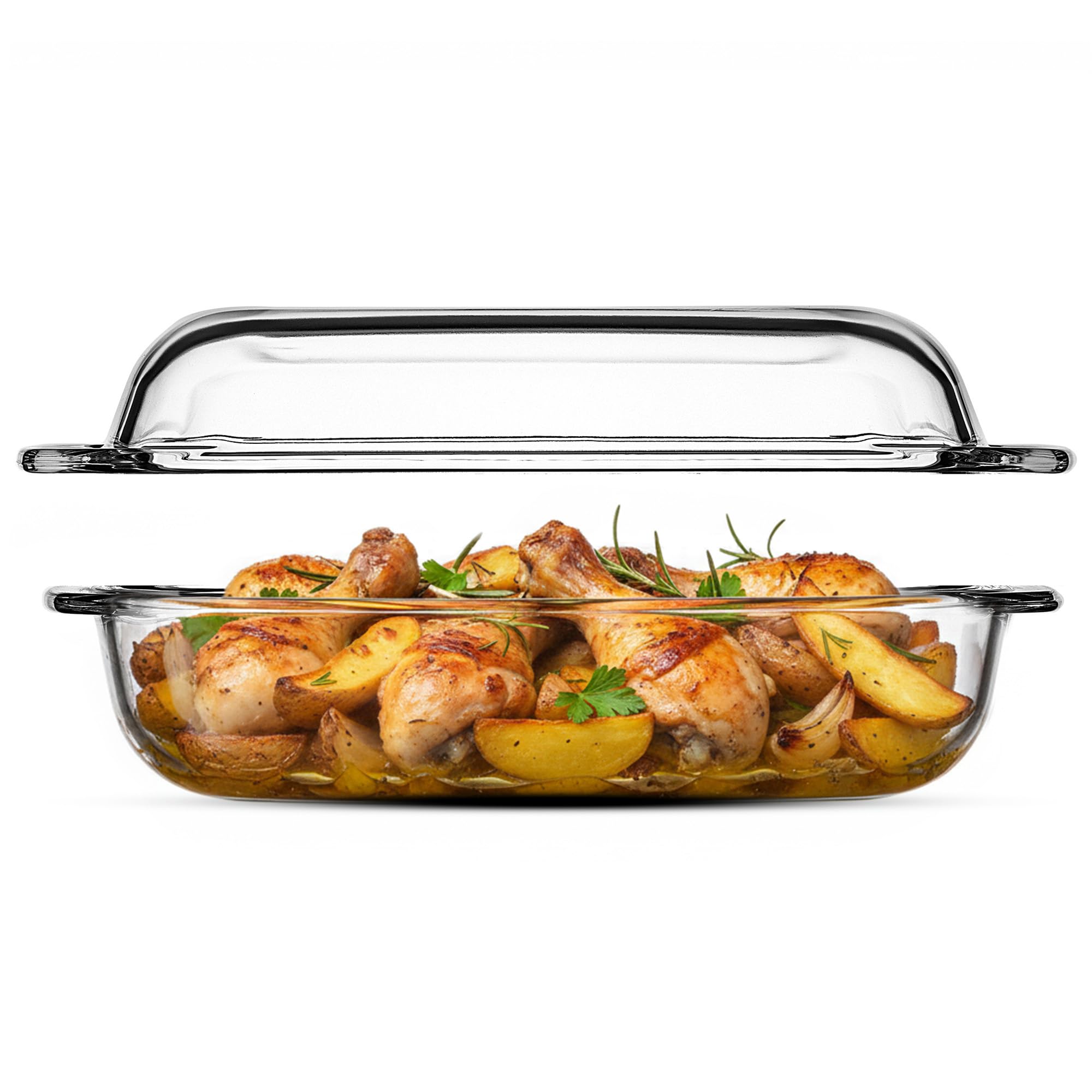 Kadax Ovenschaal Van Hittebestendig Glas, Vuurvast P Met Deksel En Handgrepen  Servies Om Te Braden Oven Elektrisch Fornuis Voor Lasagne Vlees   Transparant Rechthoekig 5l 764215406