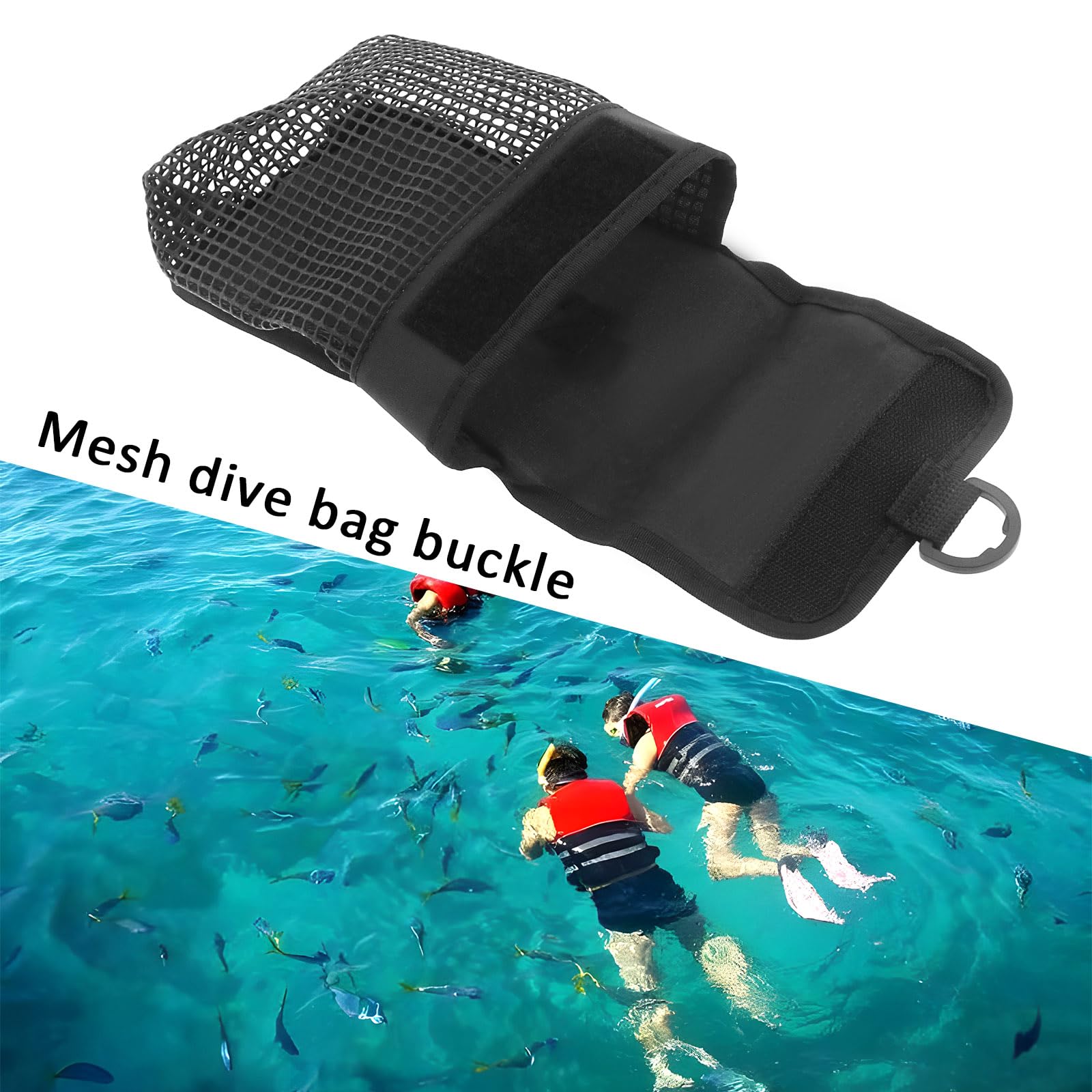 LT Easiyl Mesh Diving Bag Portable mesh tool bag Heavy Duty Sports Bag Outdoor Diving Equipment Portable Lightweight Dive Mesh with Buckle (Black) - Image 2