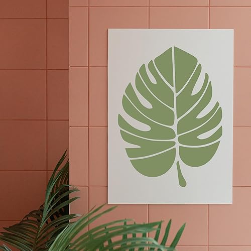 Miniatura 6 de 2 plantillas grandes de hoja de palma de 12 x 16 pulgadas para pintar en paredes, plantillas reutilizables de hojas de selva tropicales, plantillas