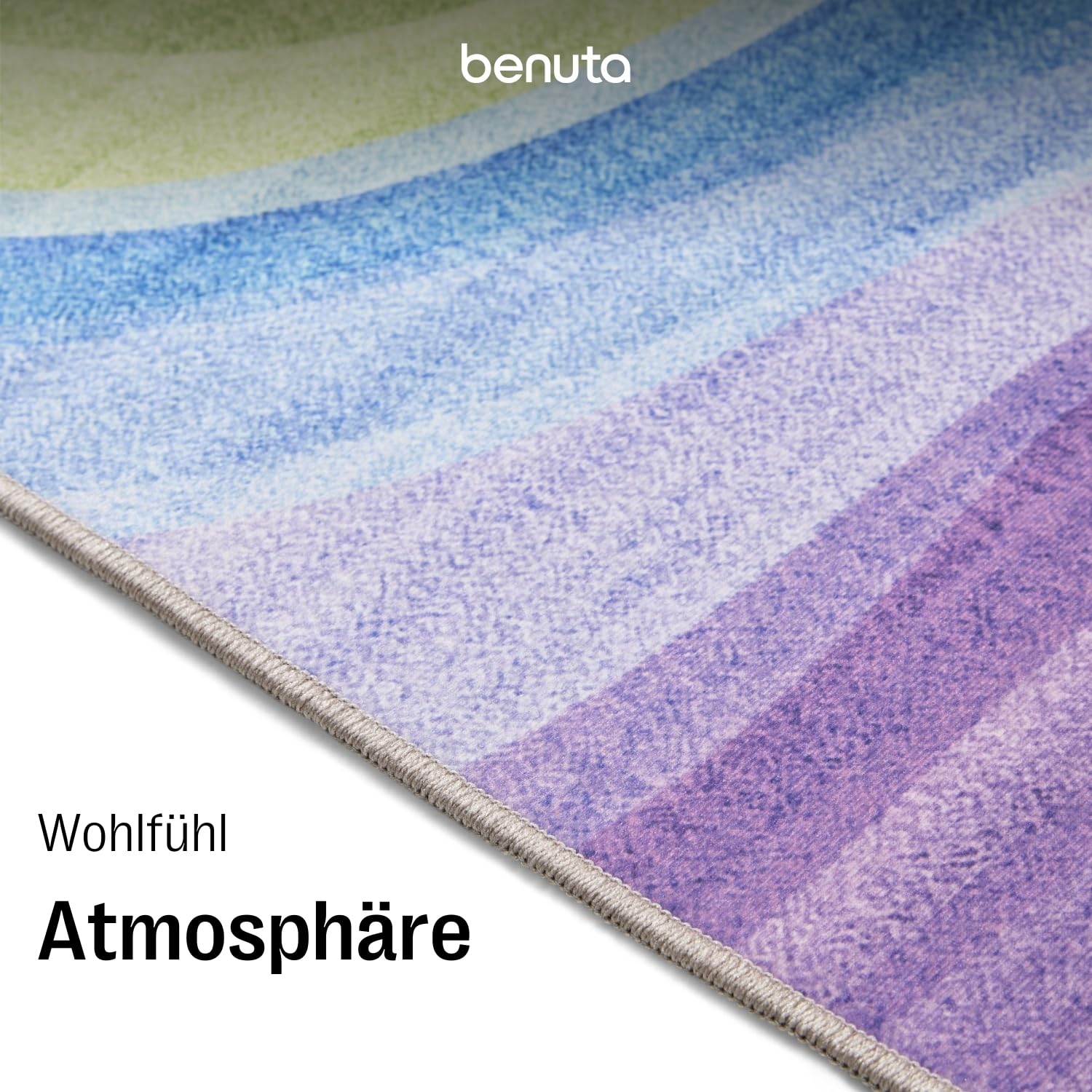 benuta Basic Waschbarer Teppich George - Multicolor/Lila 140x200 cm - Kunstfaser - Rechteckig & im Style: Abstrakt - Pflegeleicht für Wohnzimmer Schlafzimmer