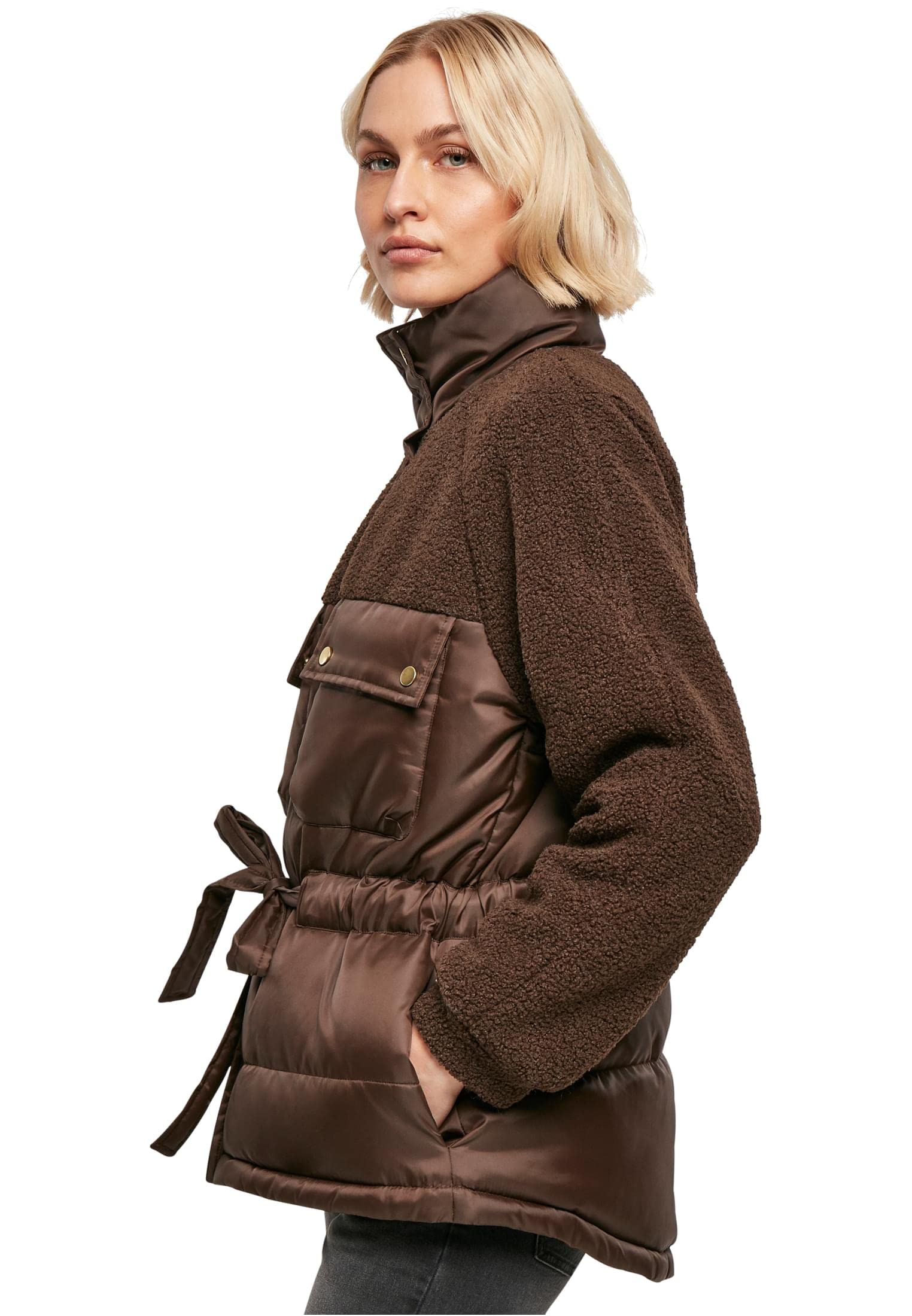 Urban Classics Damen Ladies Sherpa Mix Puffer Jacket